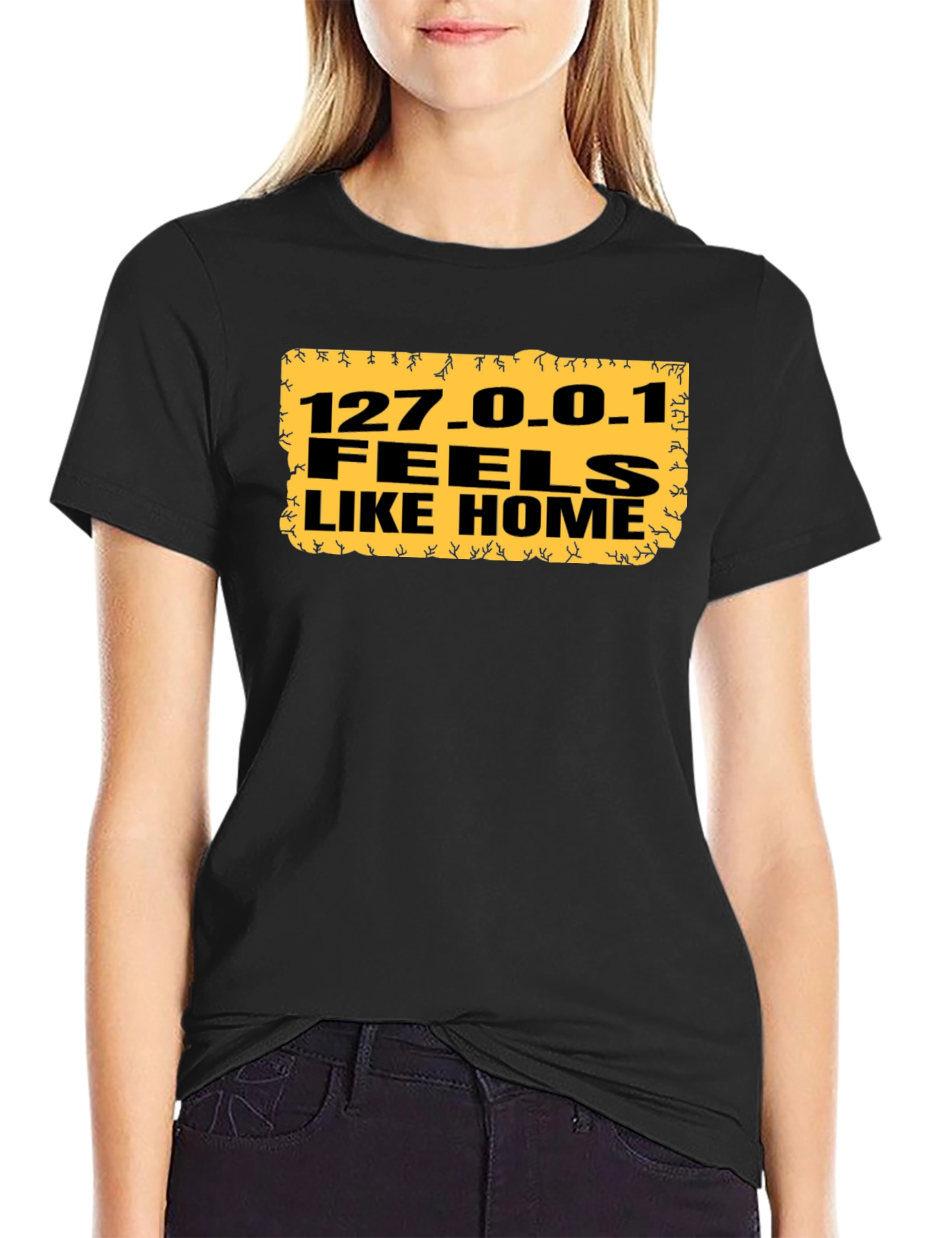 Black 127.0.0.1 Feels Like Home Black T-Shirt view 2