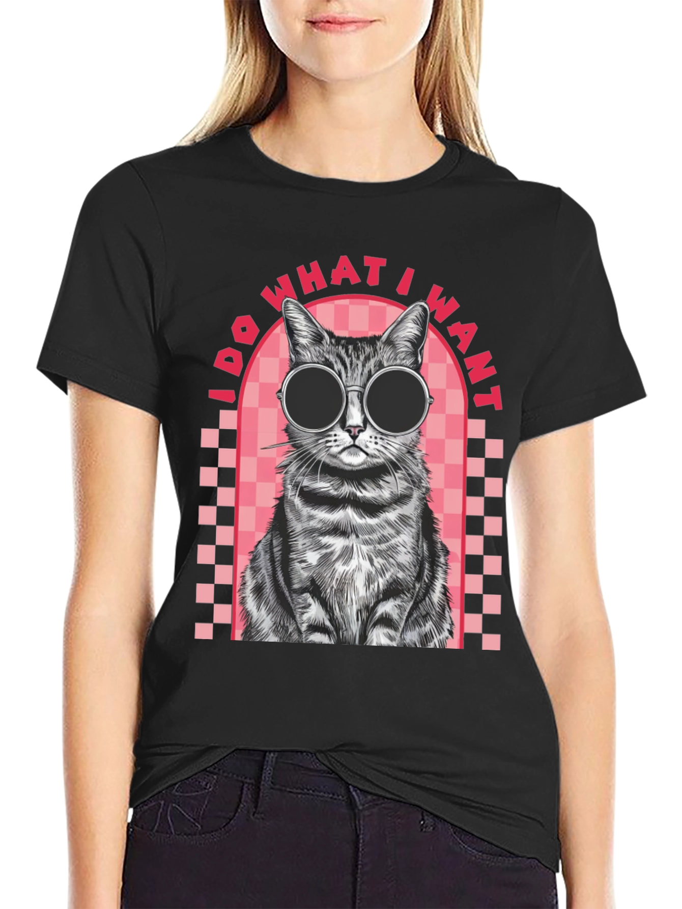 Black Cool Cat Graphic Tee - I Do What I Want view 2