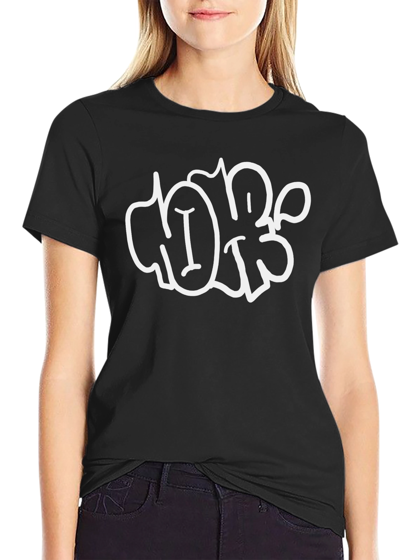 Black Cool Graphic Tee - Black Cotton Blend Shirt view 2
