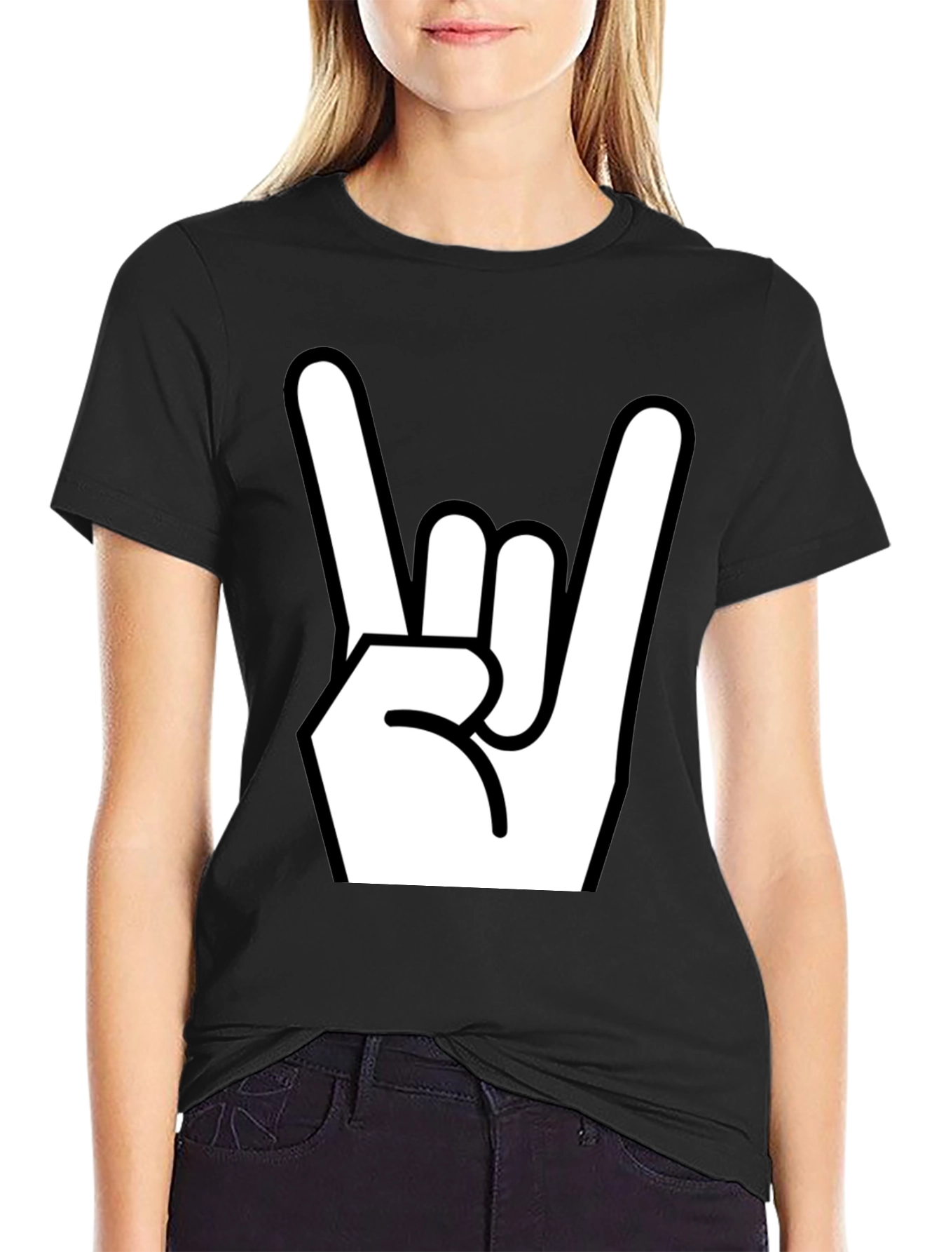 Black Rock On! Graphic Print Black T-Shirt view 2