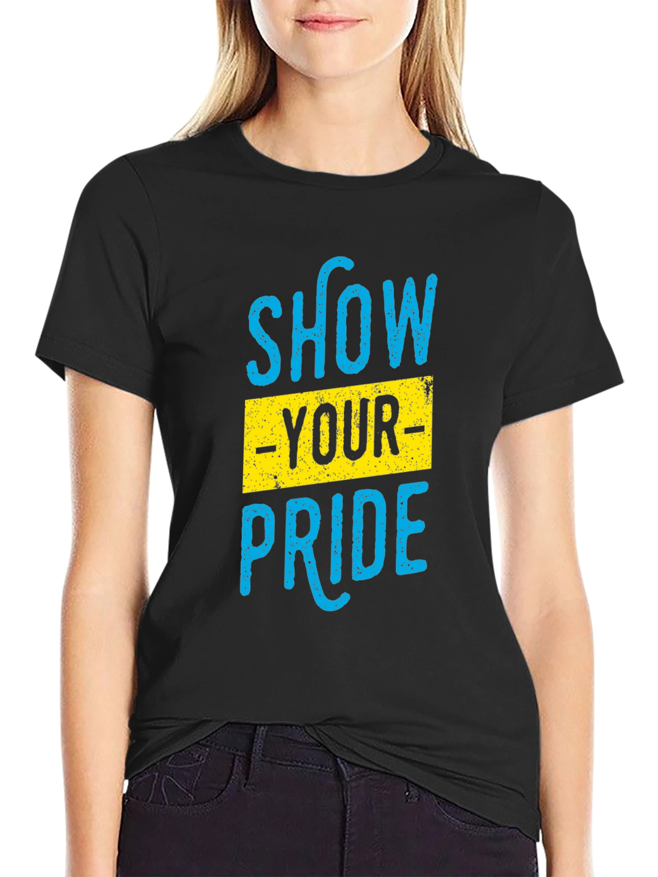Black Show Your Pride Graphic T-Shirt - Black Cotton Blend view 2