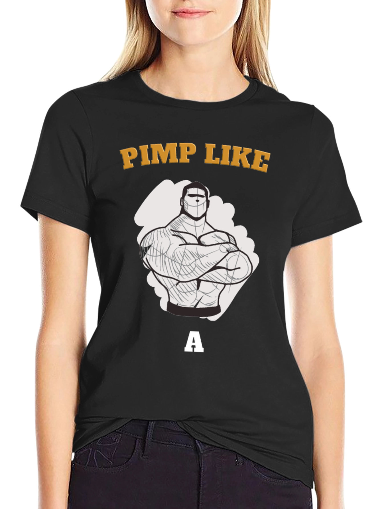 Black Pimp Like a Bodybuilder Graphic T-Shirt view 2