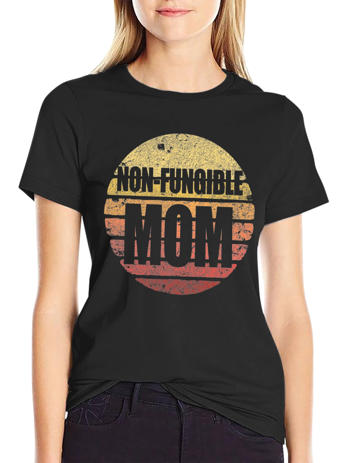 Black Non-Fungible Mom T-Shirt - Retro Style! view 2