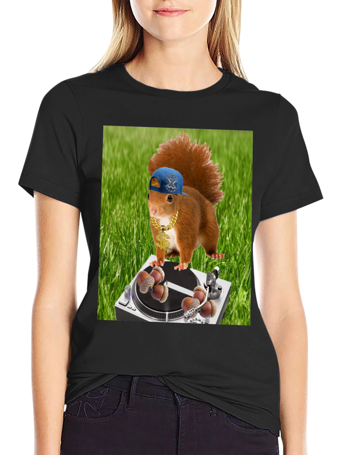Black Funny Squirrel DJ T-Shirt - Party Animal view 2