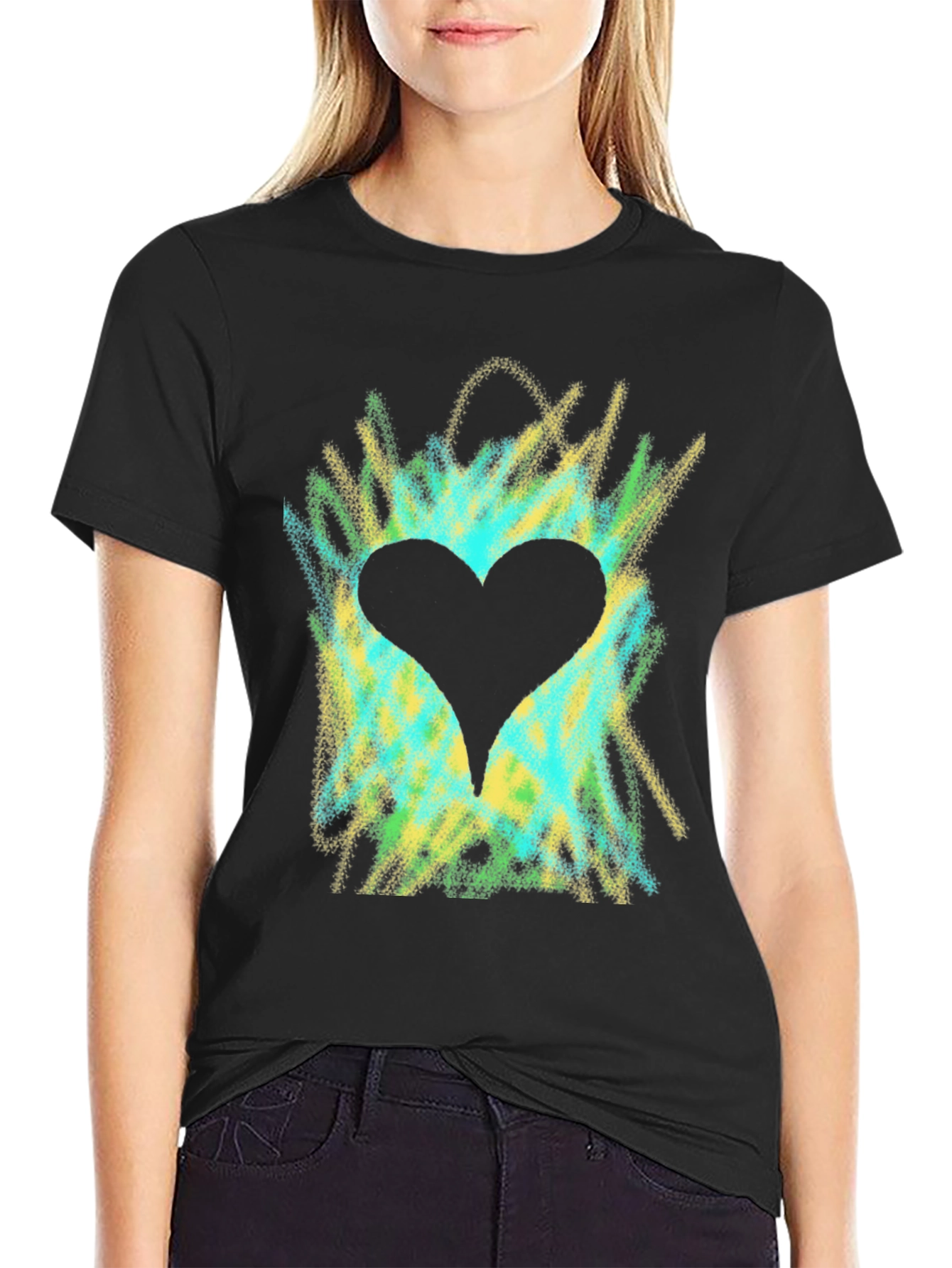 Black Heart Burst Graphic T-Shirt view 2