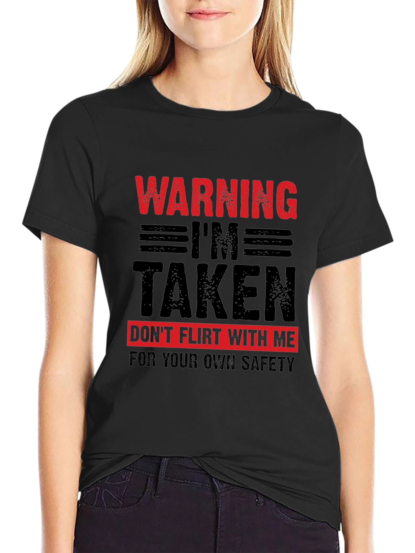 Black Warning I'm Taken T-Shirt - Novelty Graphic Tee view 2