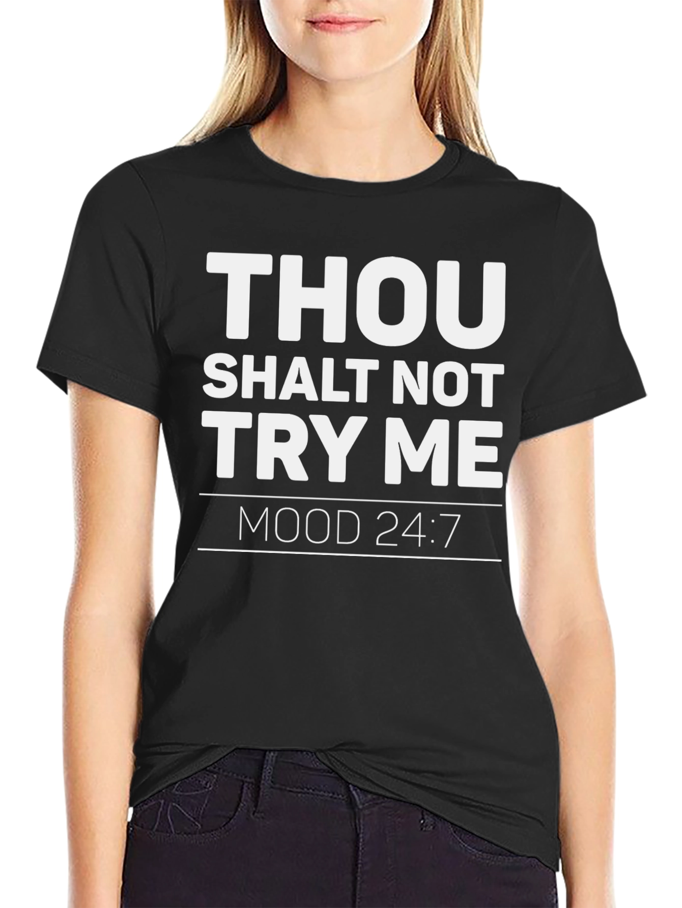 Black Thou Shalt Not Try Me T-Shirt - Black Graphic Tee view 2