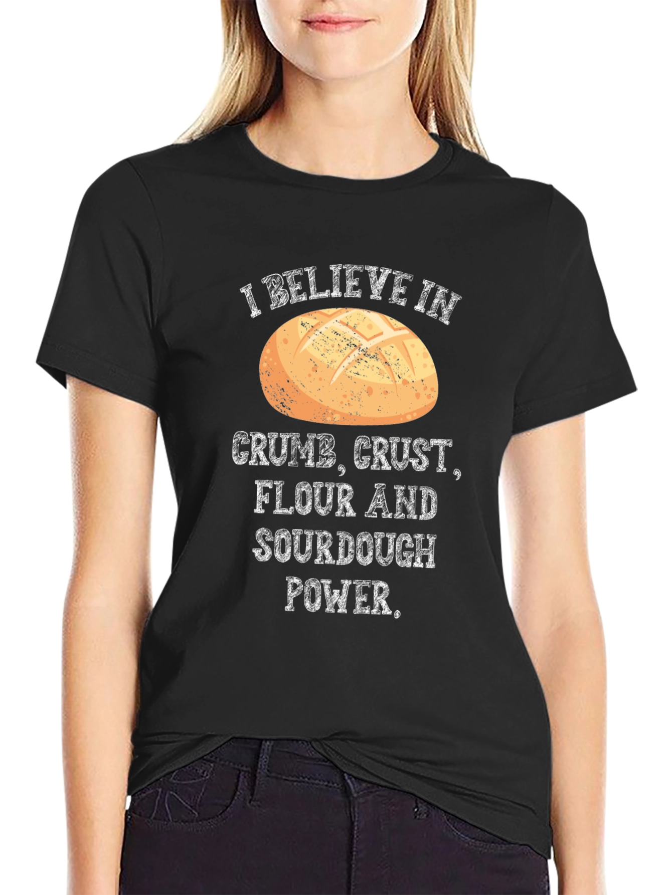 Black Crumb, Crust, Flour, Sourdough Power T-Shirt view 2