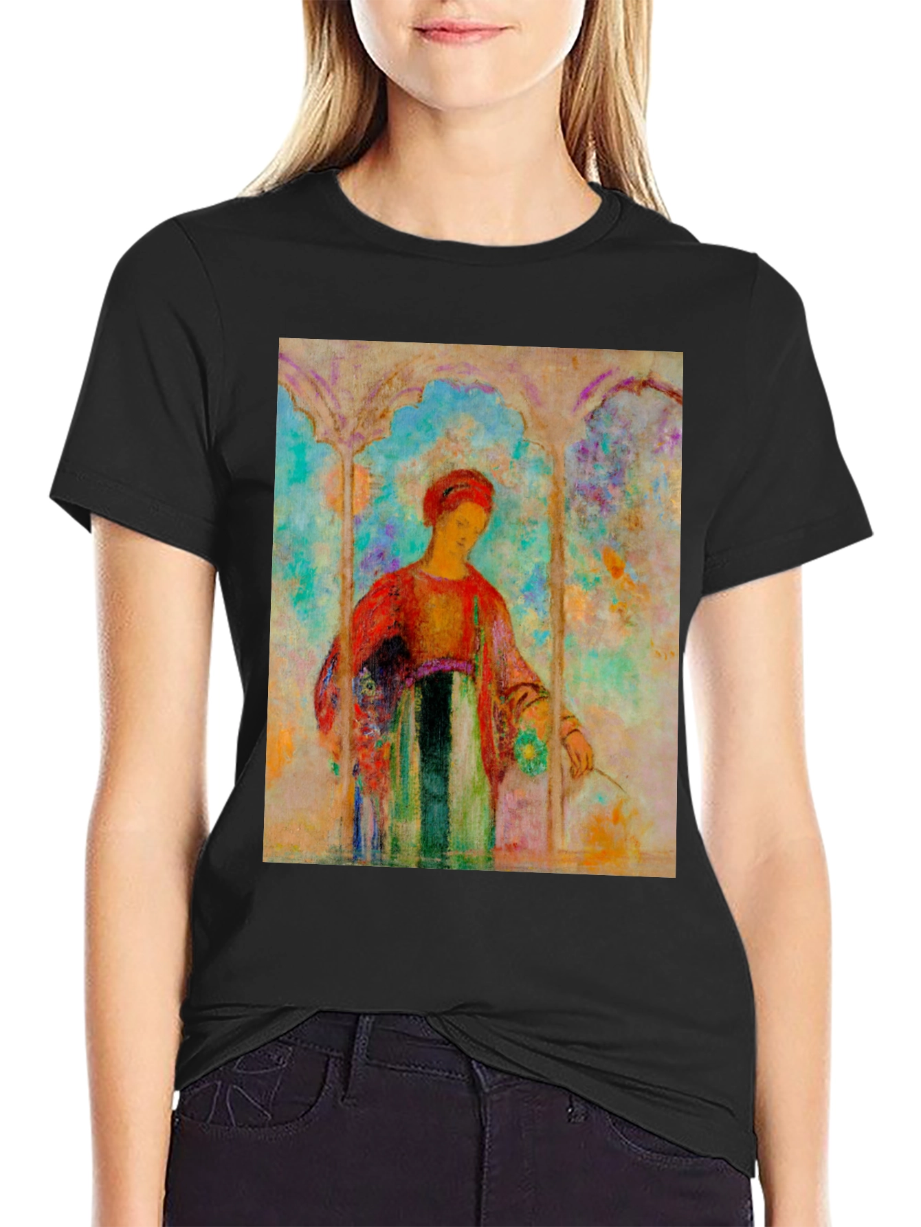 Black Artistic Woman Portrait T-Shirt - Unique Design view 2