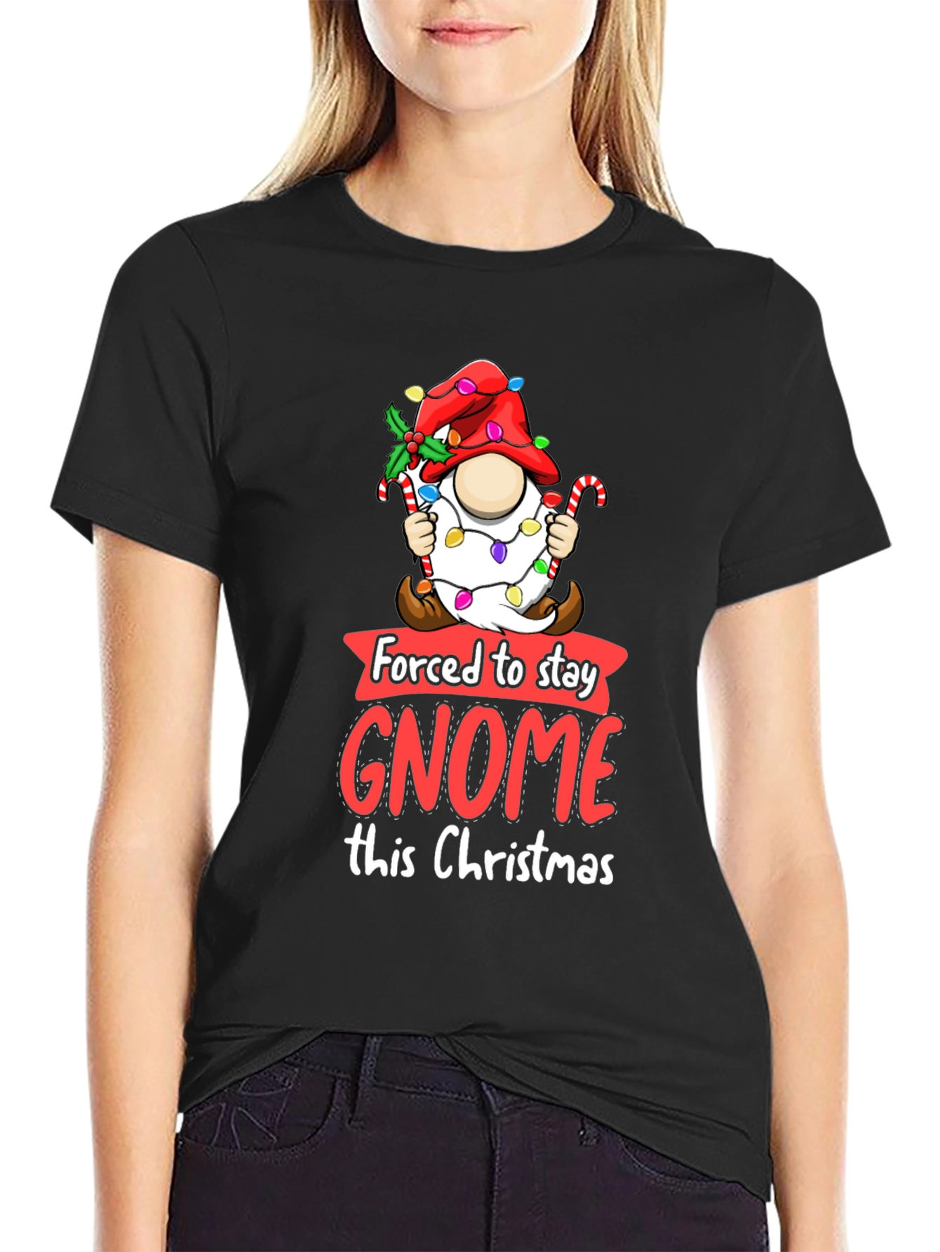 Forced to Stay Gnome This Christmas T-Shirt - 2