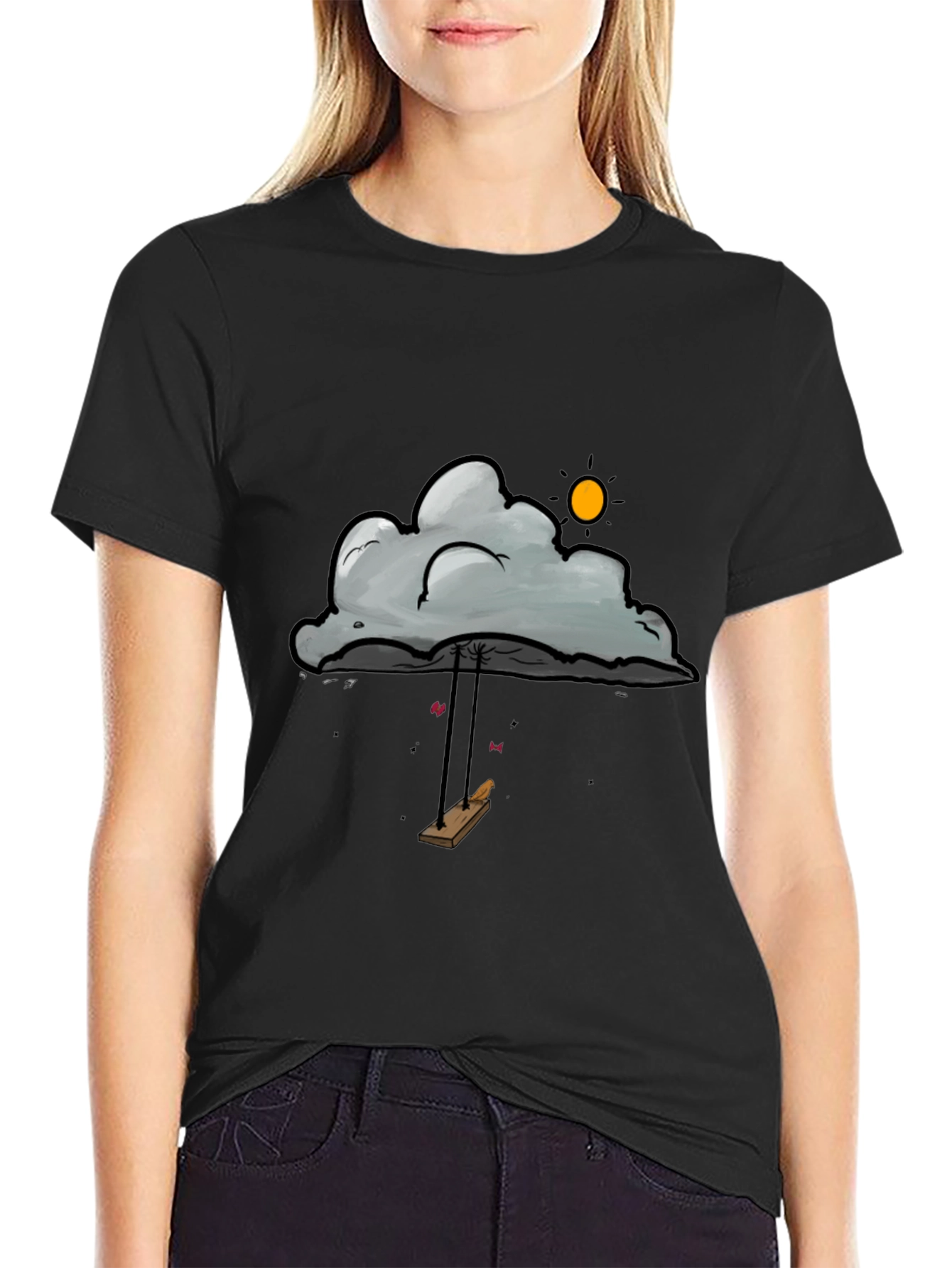 Black Cloud Swing Graphic T-Shirt - Unique Design view 2