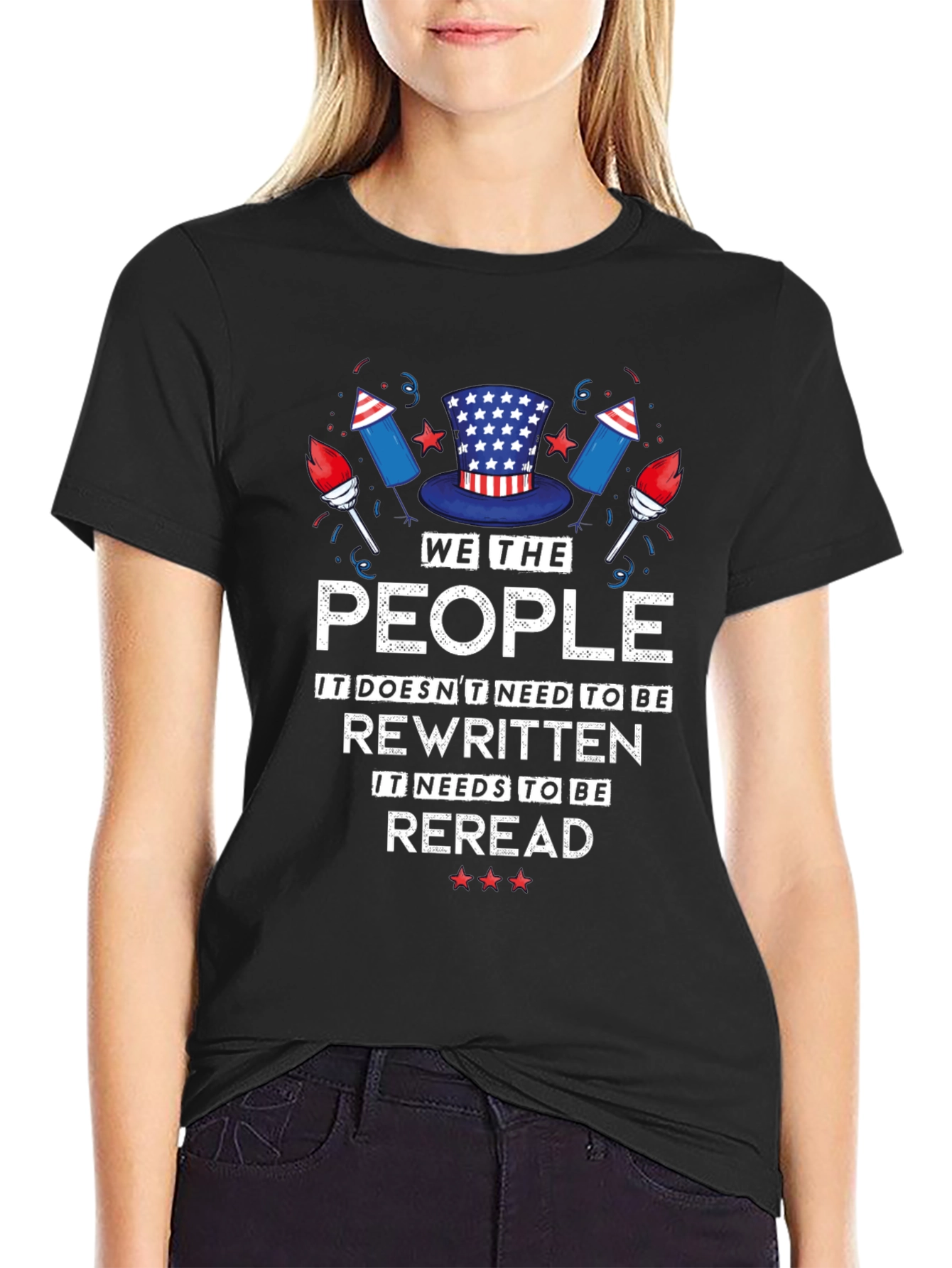 Black We The People Patriotic T-Shirt view 2