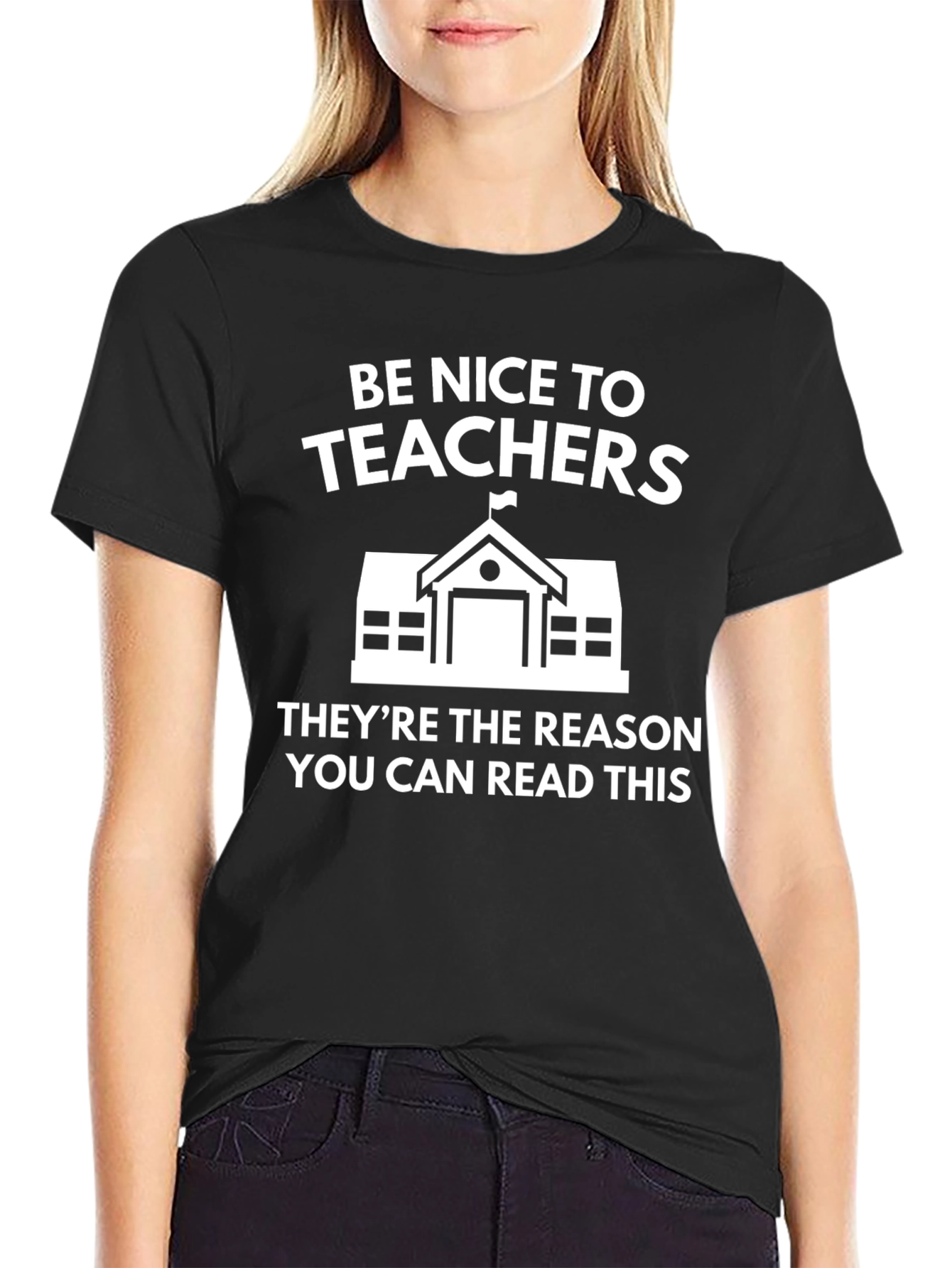 Black Be Nice To Teachers Graphic T-Shirt view 2