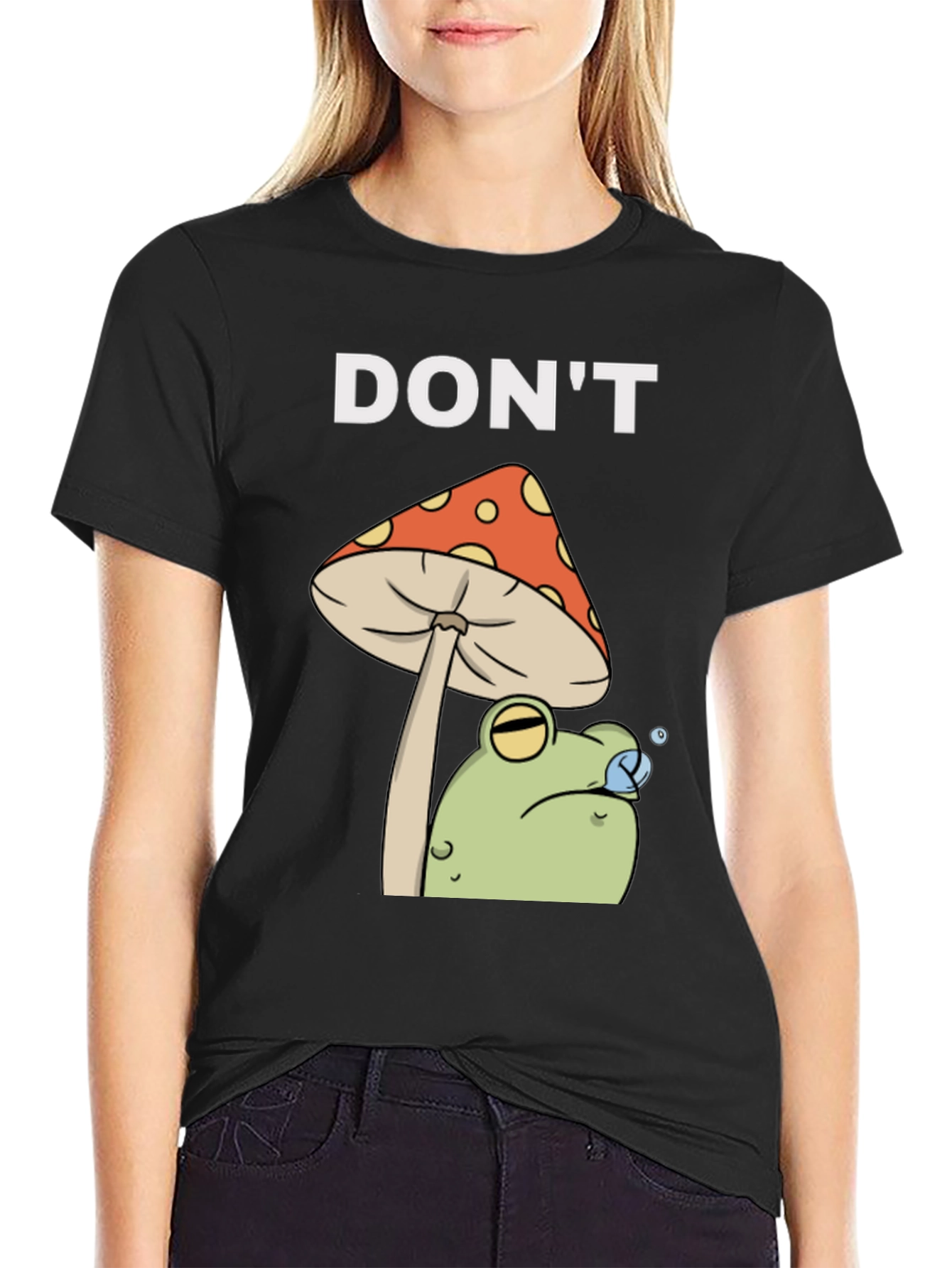 Black Don't Frog on Mushroom Graphic Tee view 2