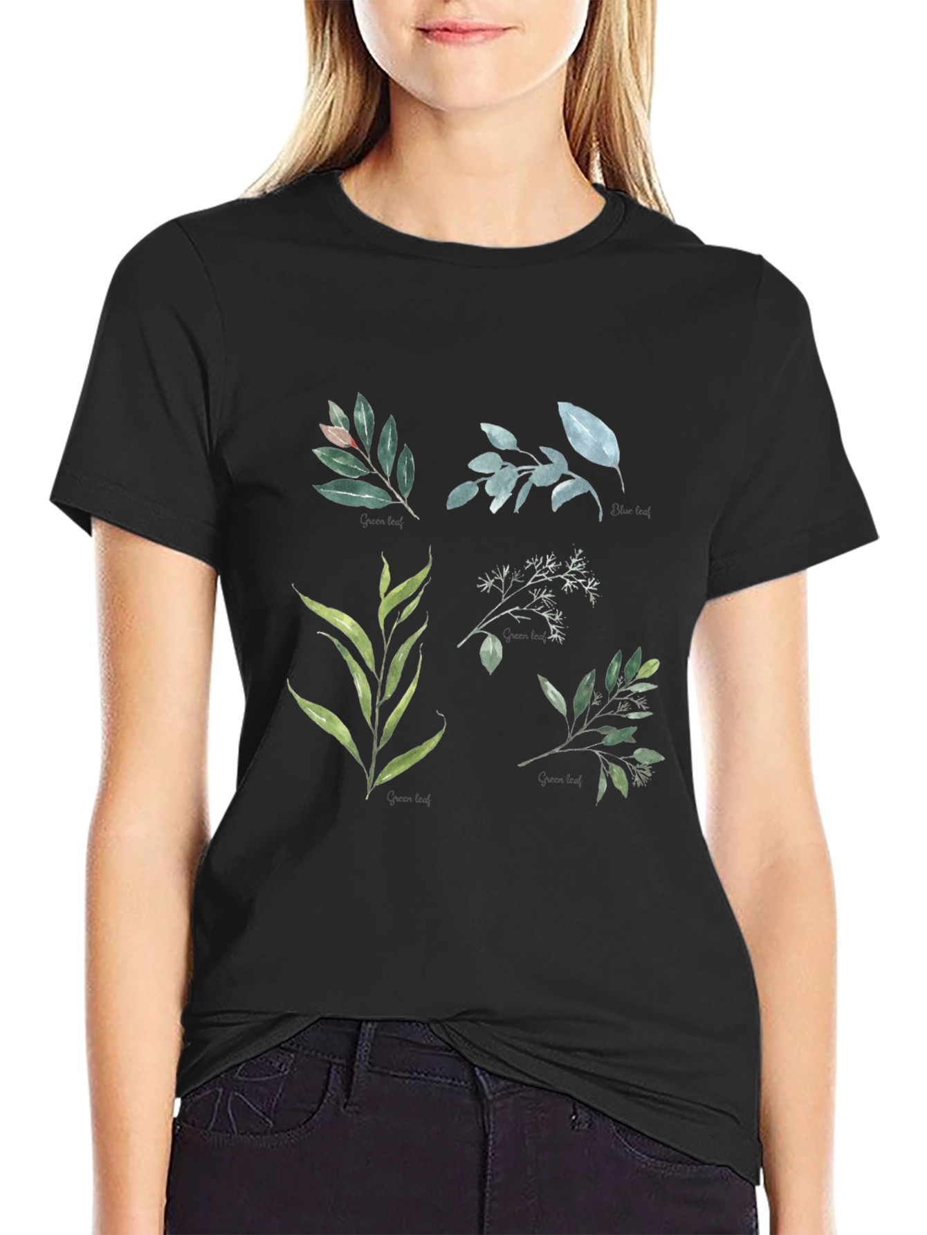 Black Botanical Print Black T-Shirt view 2