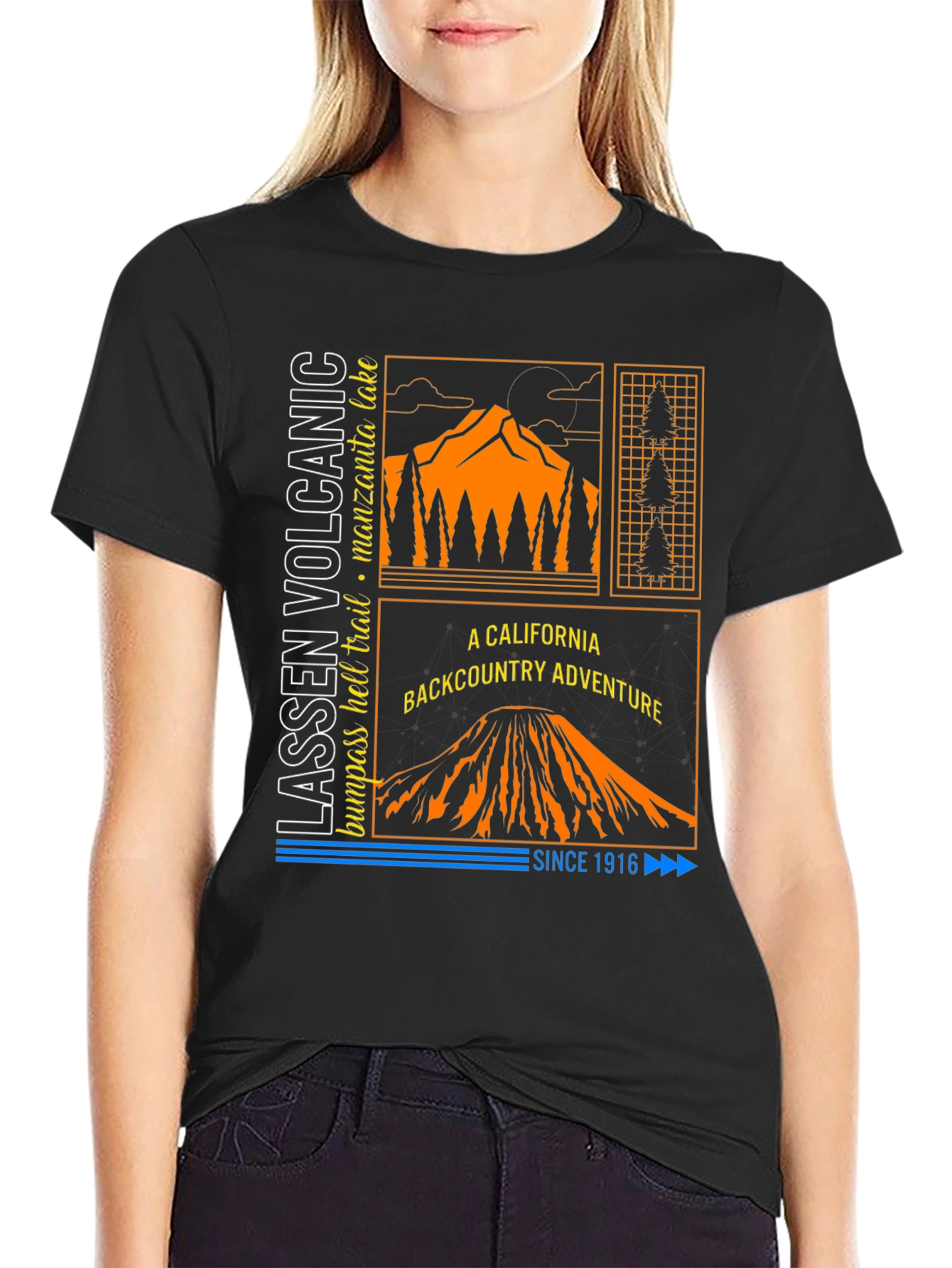 Black Lassen Volcanic Backcountry Adventure T-Shirt view 2