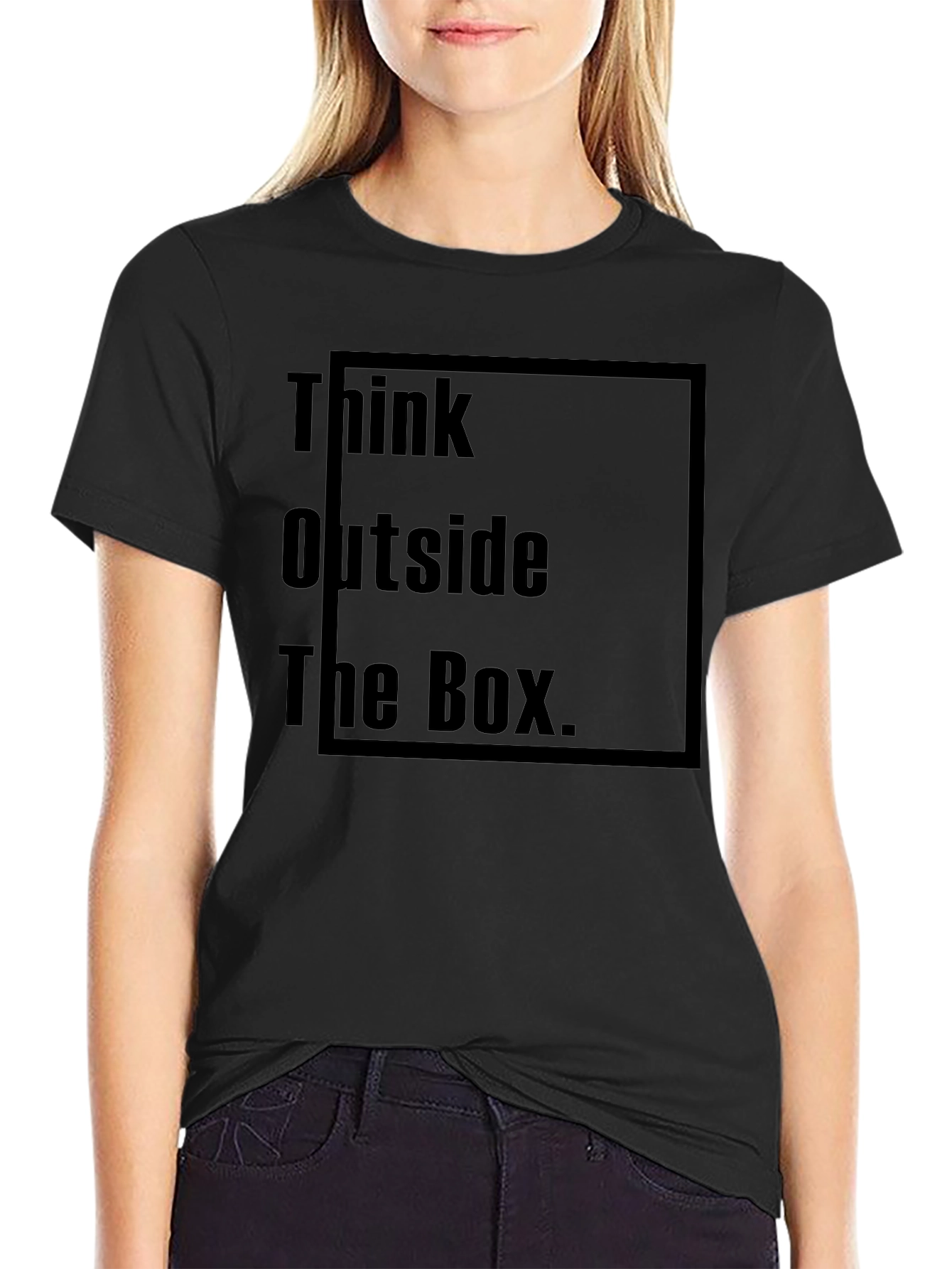 Black Think Outside the Box Black Graphic Tee view 2