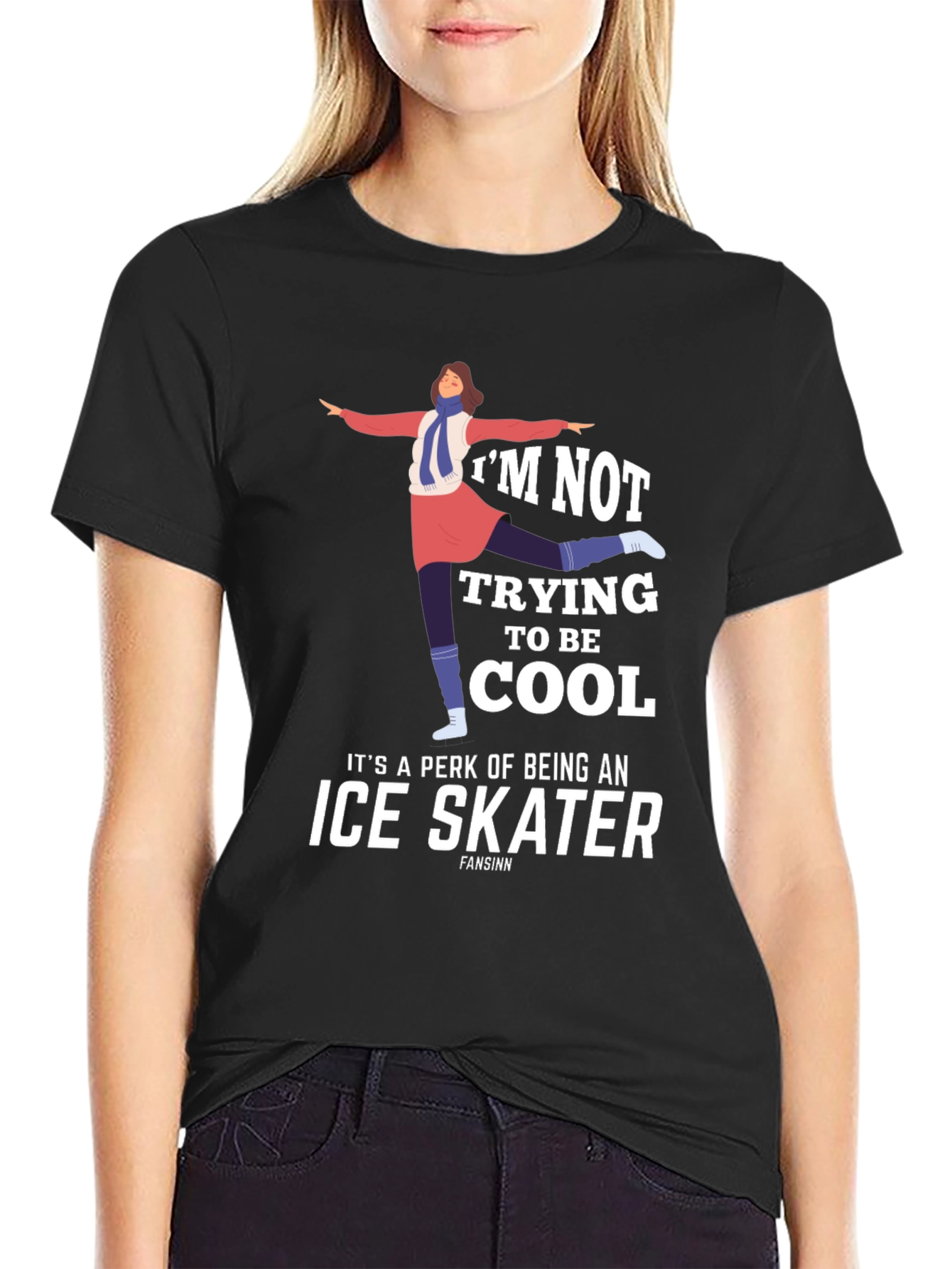 Black Cool Ice Skater Graphic Tee Shirt view 2