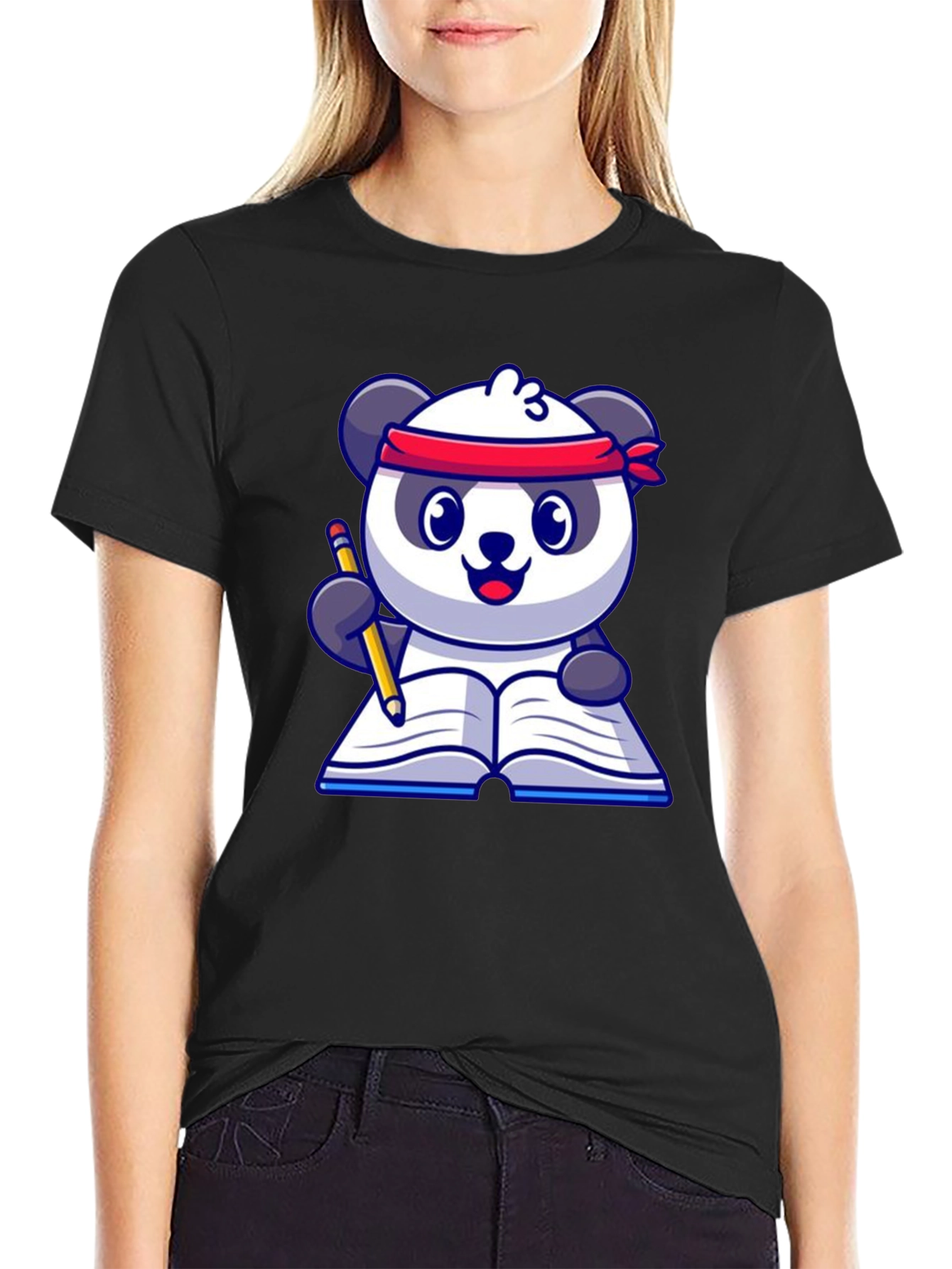 Black Panda Reader T-Shirt - Study Buddy view 2