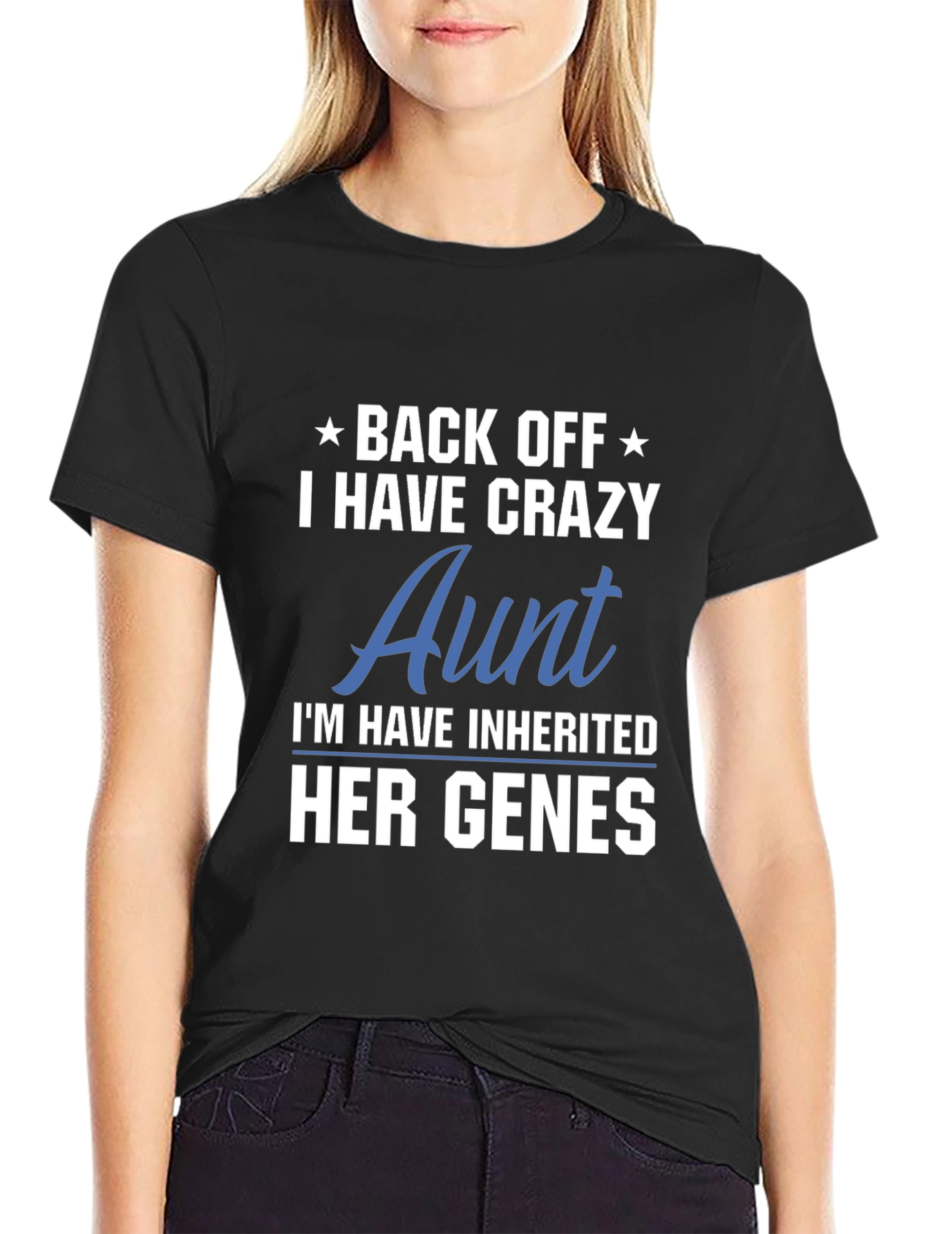 Black Crazy Aunt Genes T-Shirt - Black view 2