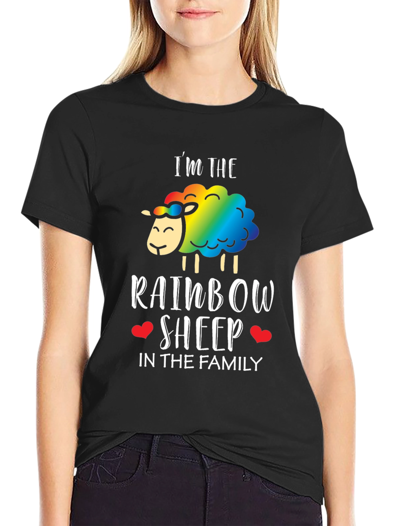 Black Rainbow Sheep Family T-Shirt - Pride LGBTQ+ Tee view 2