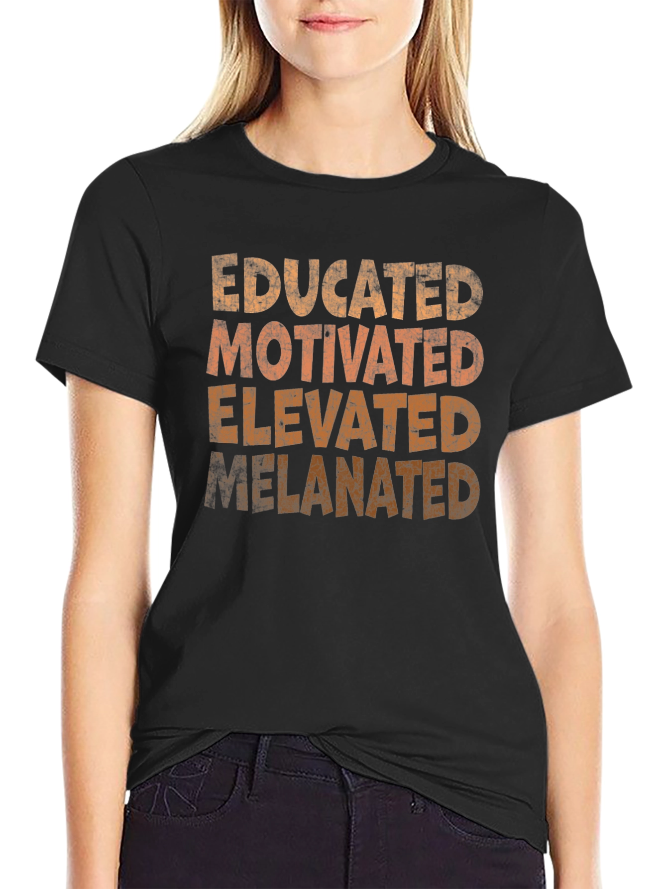 Black Educated, Motivated, Elevated, Melanated T-Shirt view 2