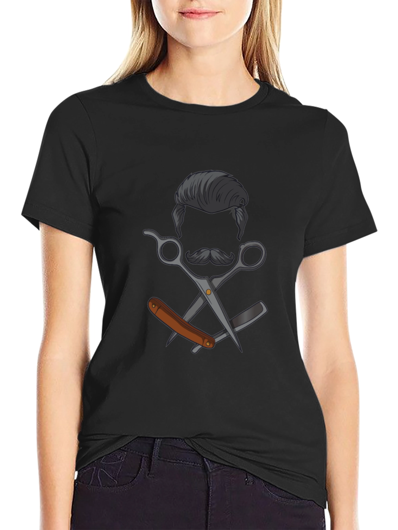 Black Barber Shop Style T-Shirt - Hair Stylist Tee view 2