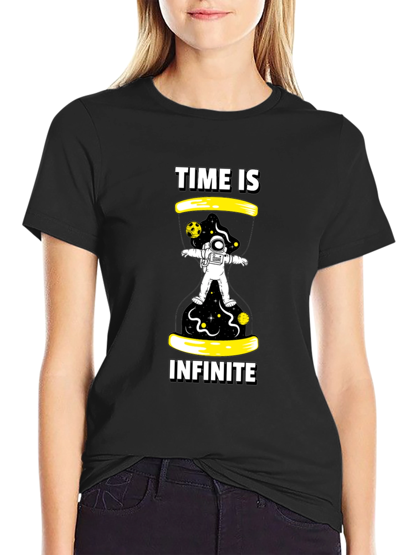 Black Time is Infinite Black Graphic Tee view 2