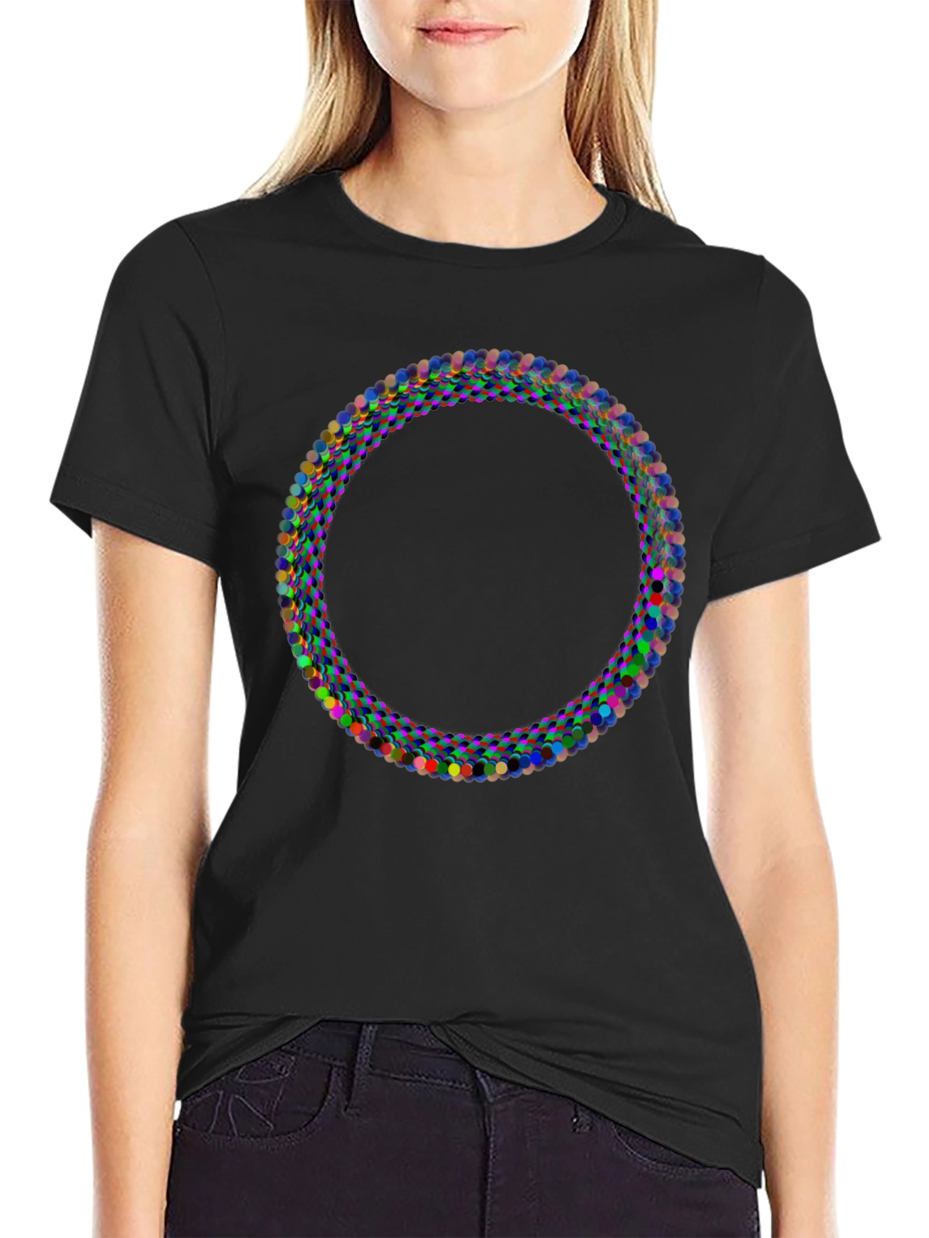 Black Abstract Circle Graphic Black T-Shirt view 2