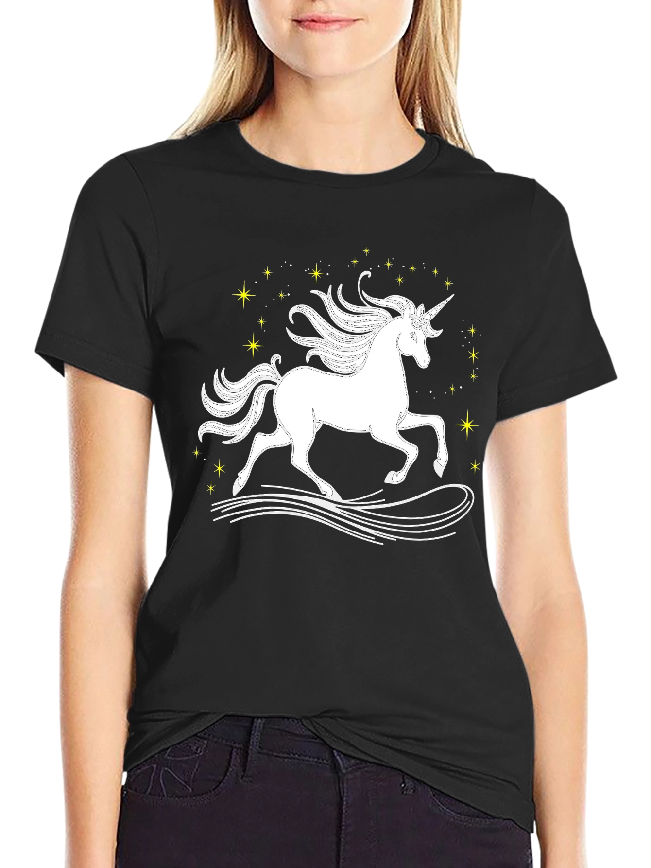 Black Unicorn Graphic Black T-Shirt view 2