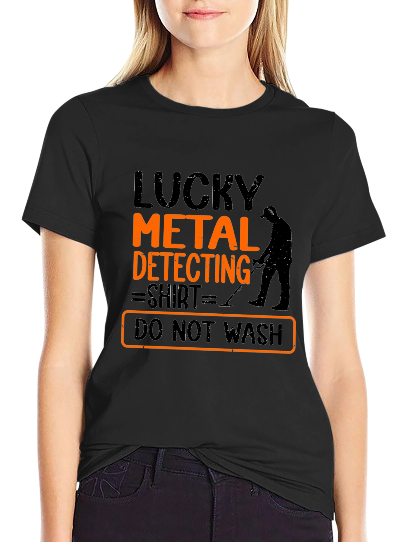 Black Lucky Metal Detecting Shirt - Novelty Hobby T-Shirt view 2