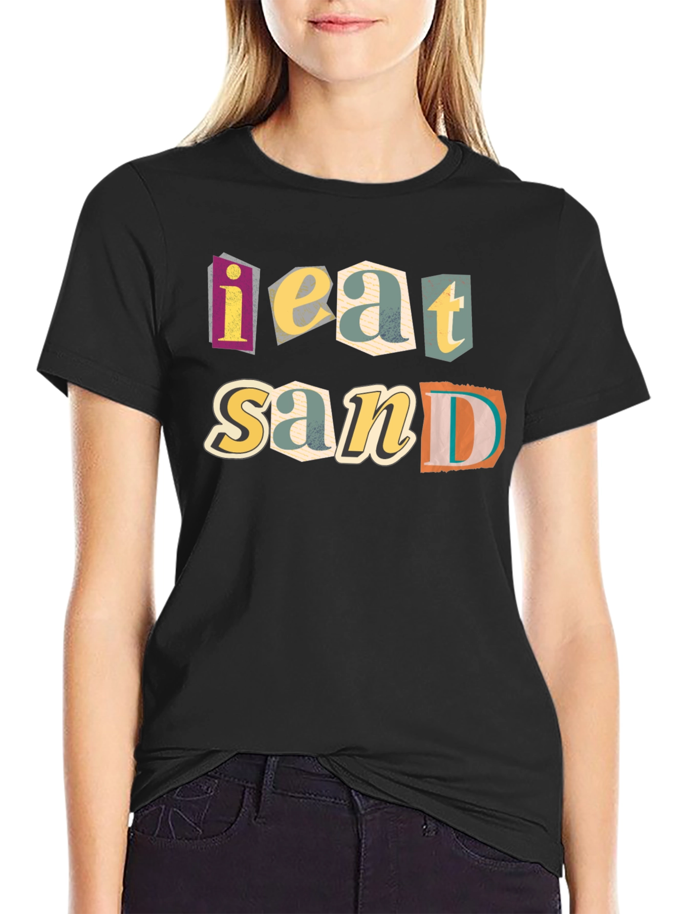 Black I Eat Sand Funny Graphic T-Shirt view 2