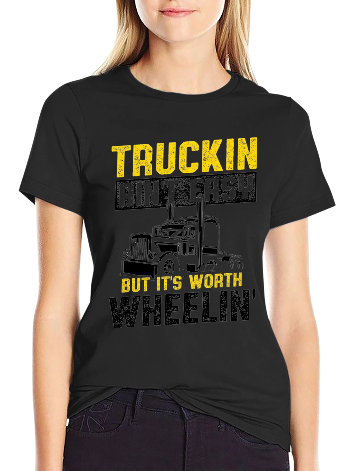 Black Truckin' Ain't Easy T-Shirt view 2
