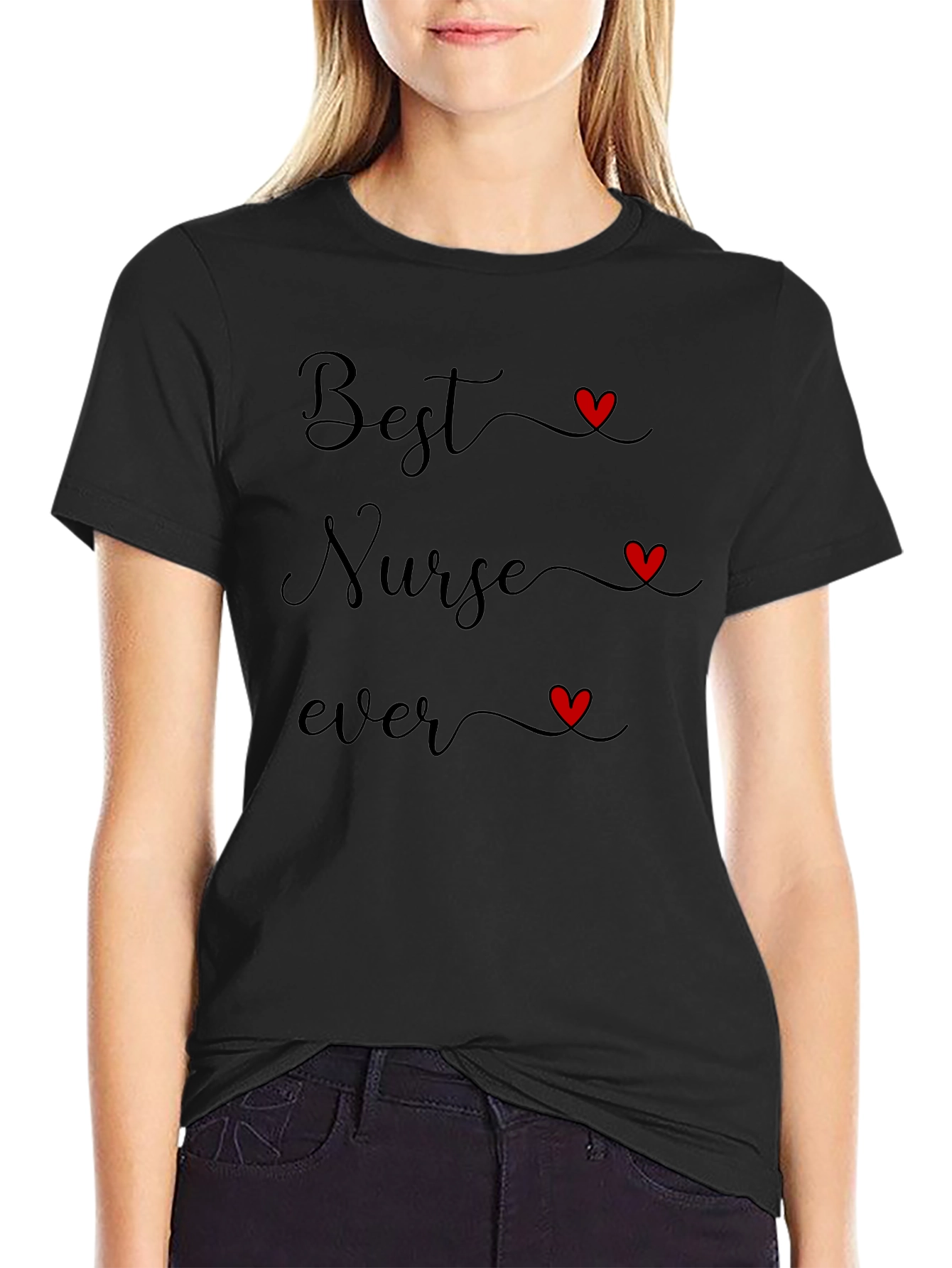 Black Best Nurse Ever T-Shirt - Gift for Nurses view 2
