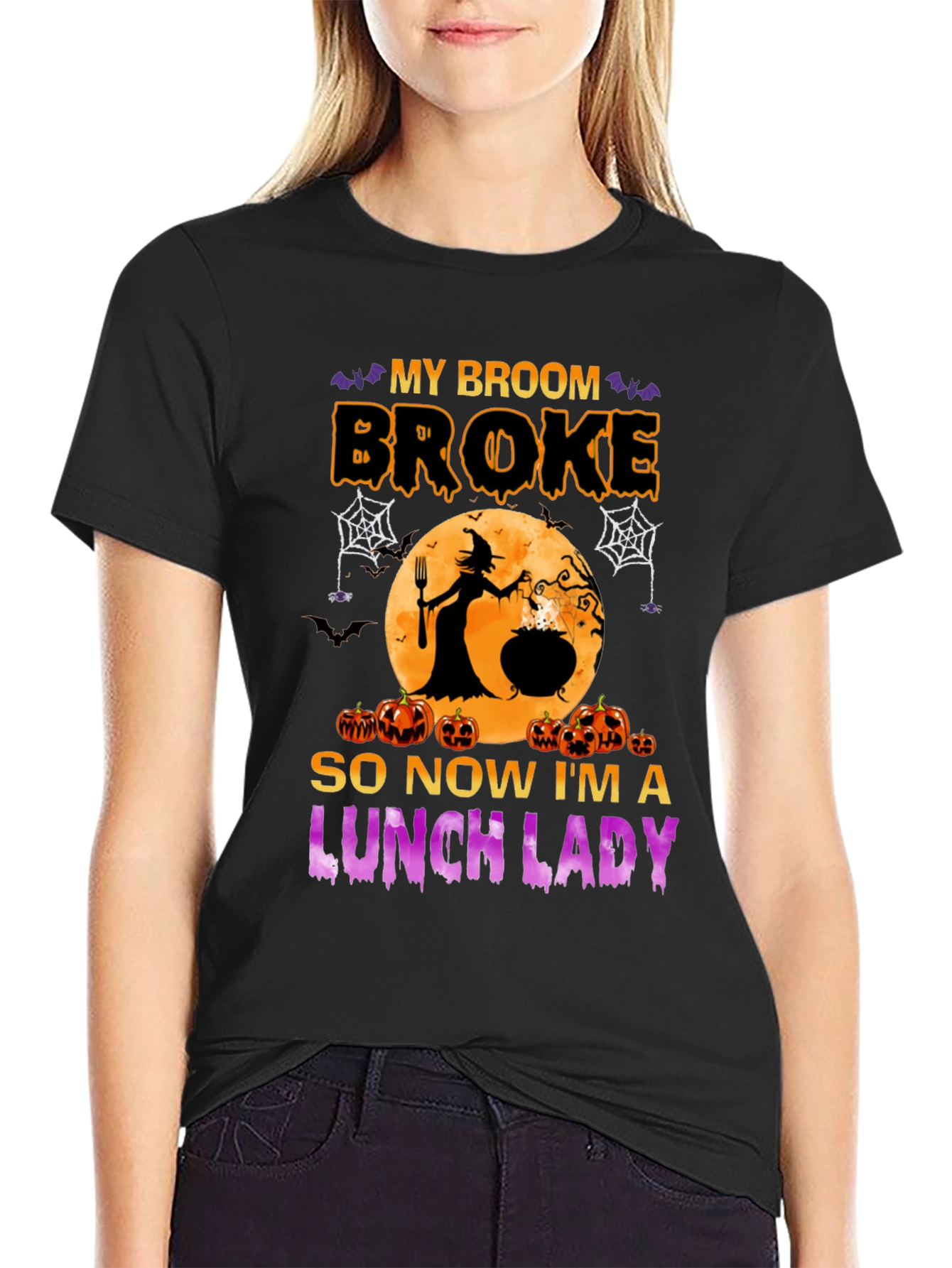 Black Halloween Lunch Lady Graphic Tee view 2