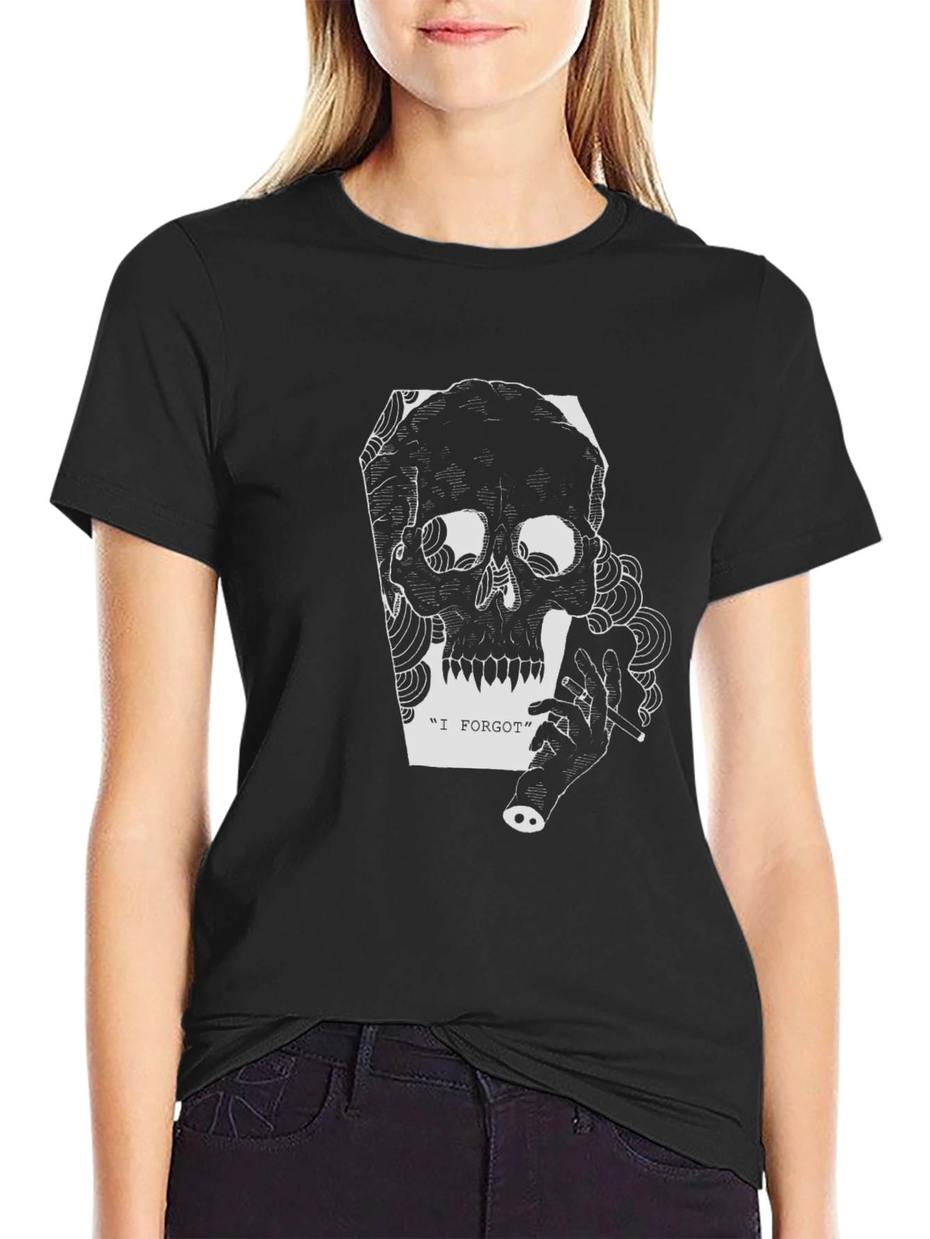 Black Skull Graphic Tee - I Forgot view 2
