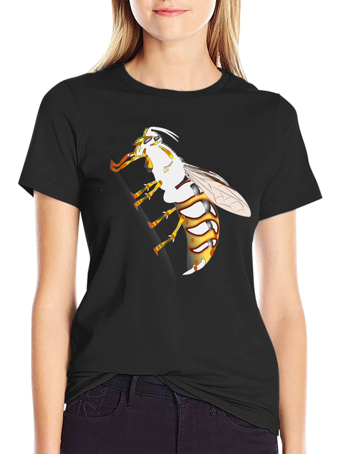 Black Wasp Graphic Black T-Shirt view 2