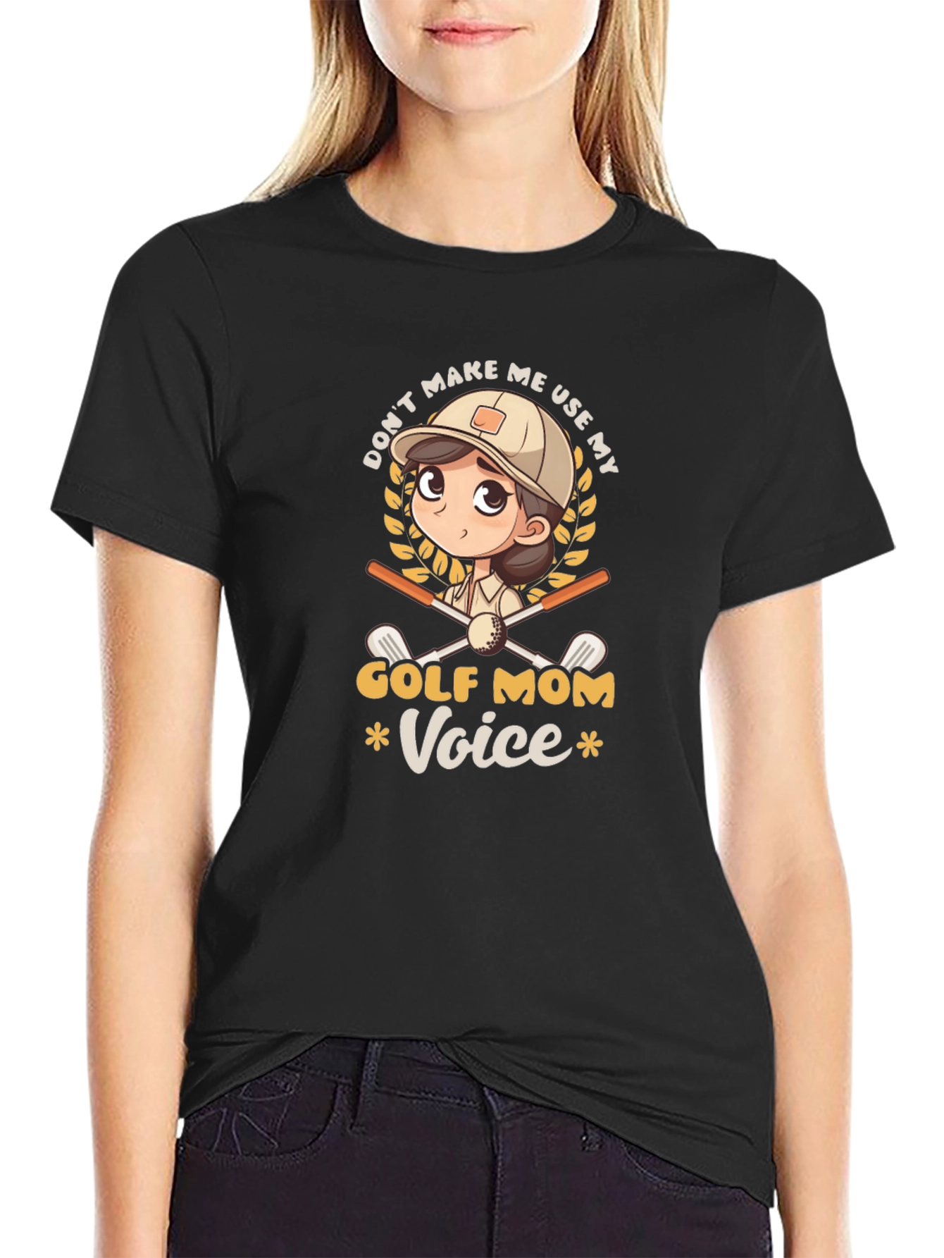 Black Golf Mom Voice Graphic Tee view 2