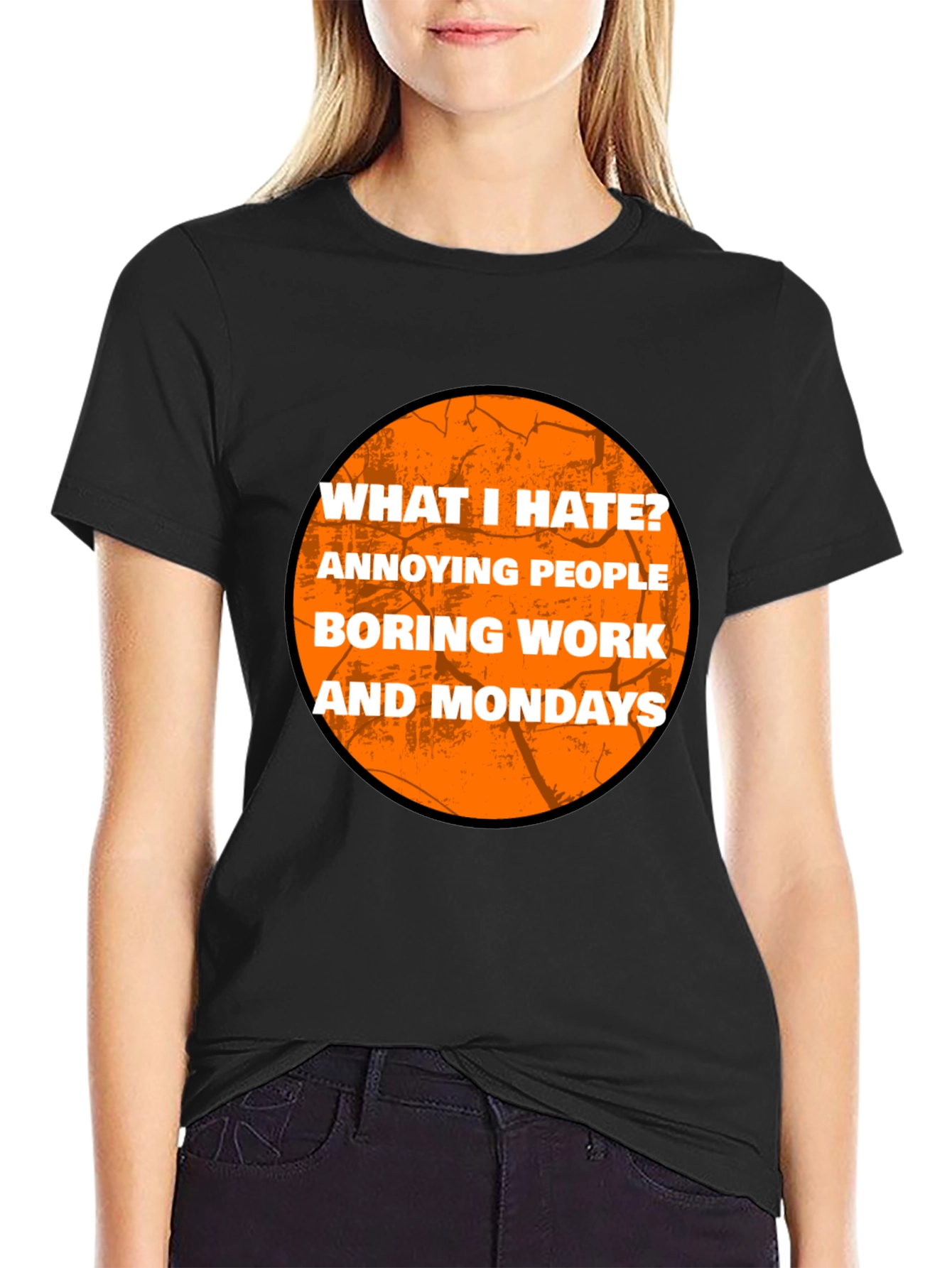 Black Humorous "What I Hate" Graphic T-Shirt view 2