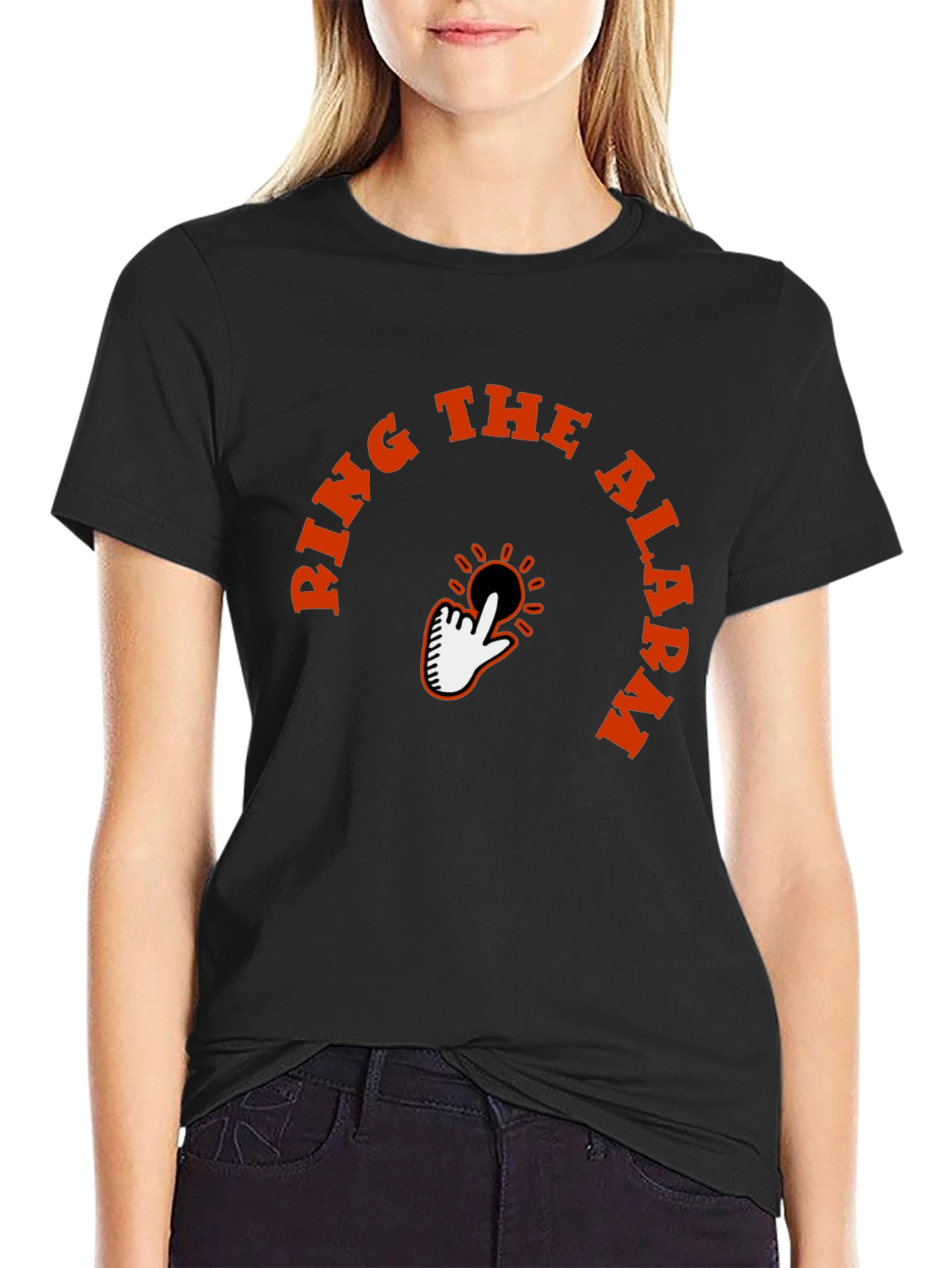 Black Ring the Alarm Graphic Tee - Trendy Comfort view 2