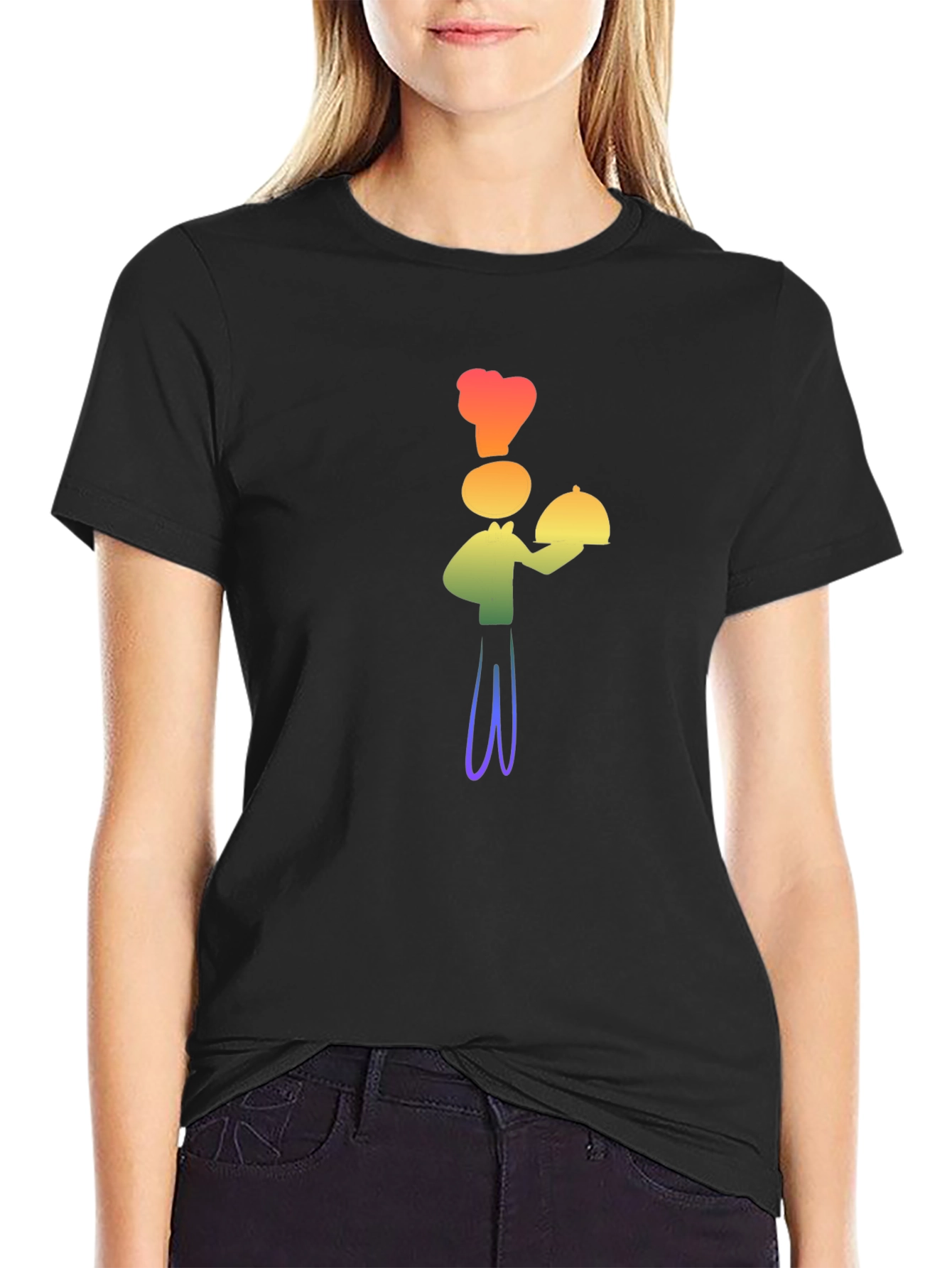 Black Rainbow Chef Graphic T-Shirt - Stylish, Fun Design view 2