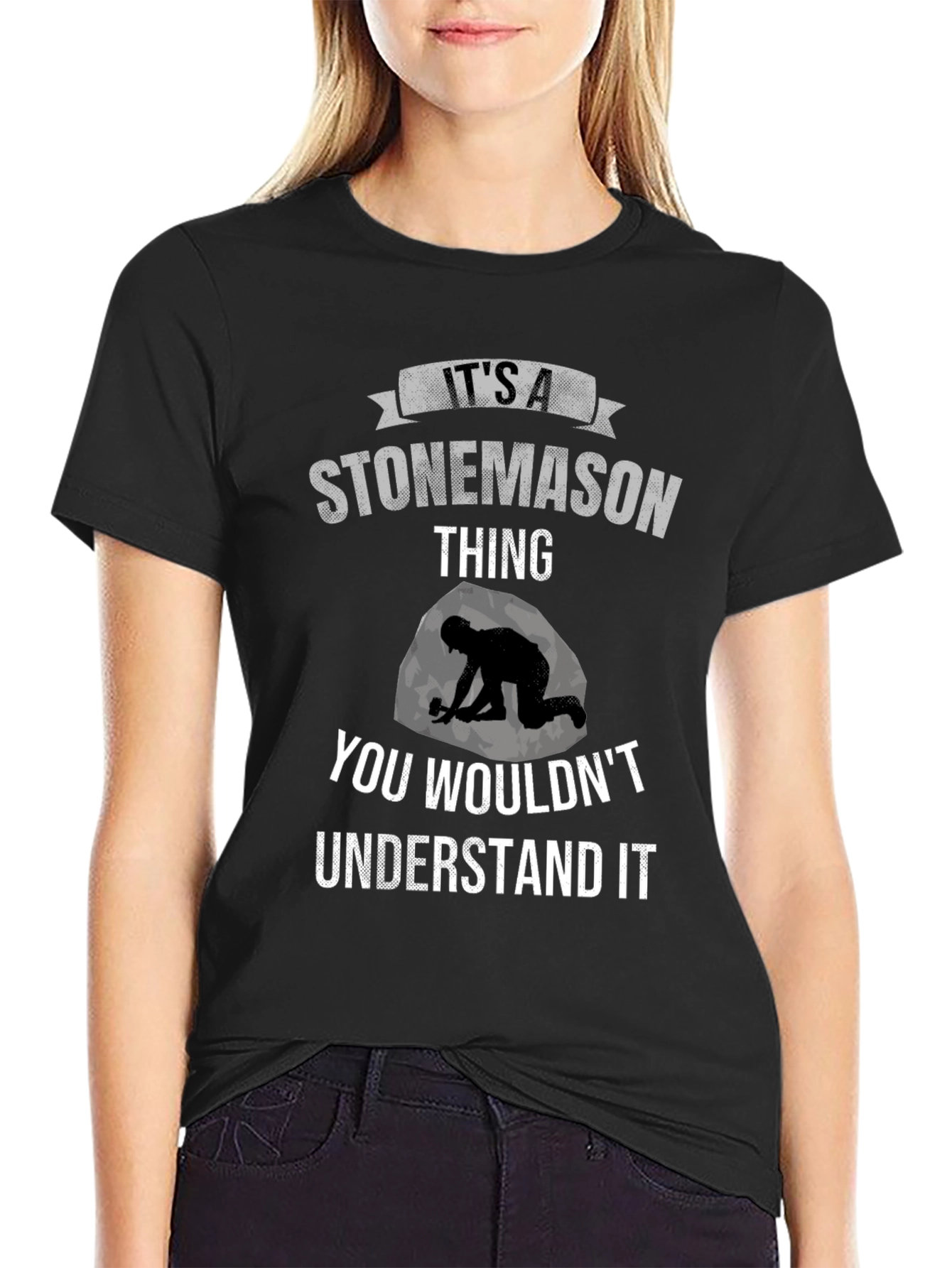 Black Stonemason T-Shirt - "It's A Stonemason Thing" view 2