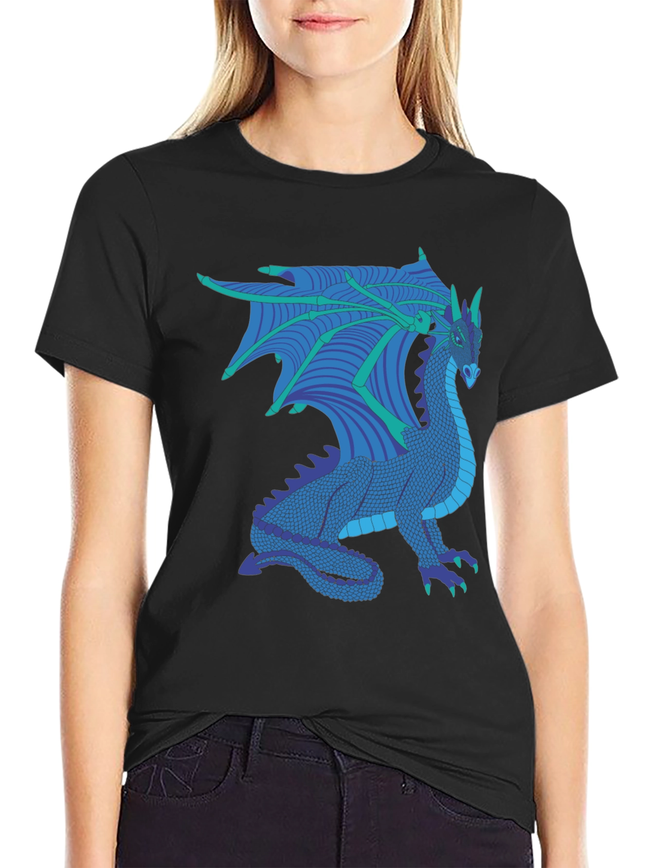 Black Dragon Graphic Tee - Fantasy Creature T-Shirt view 2