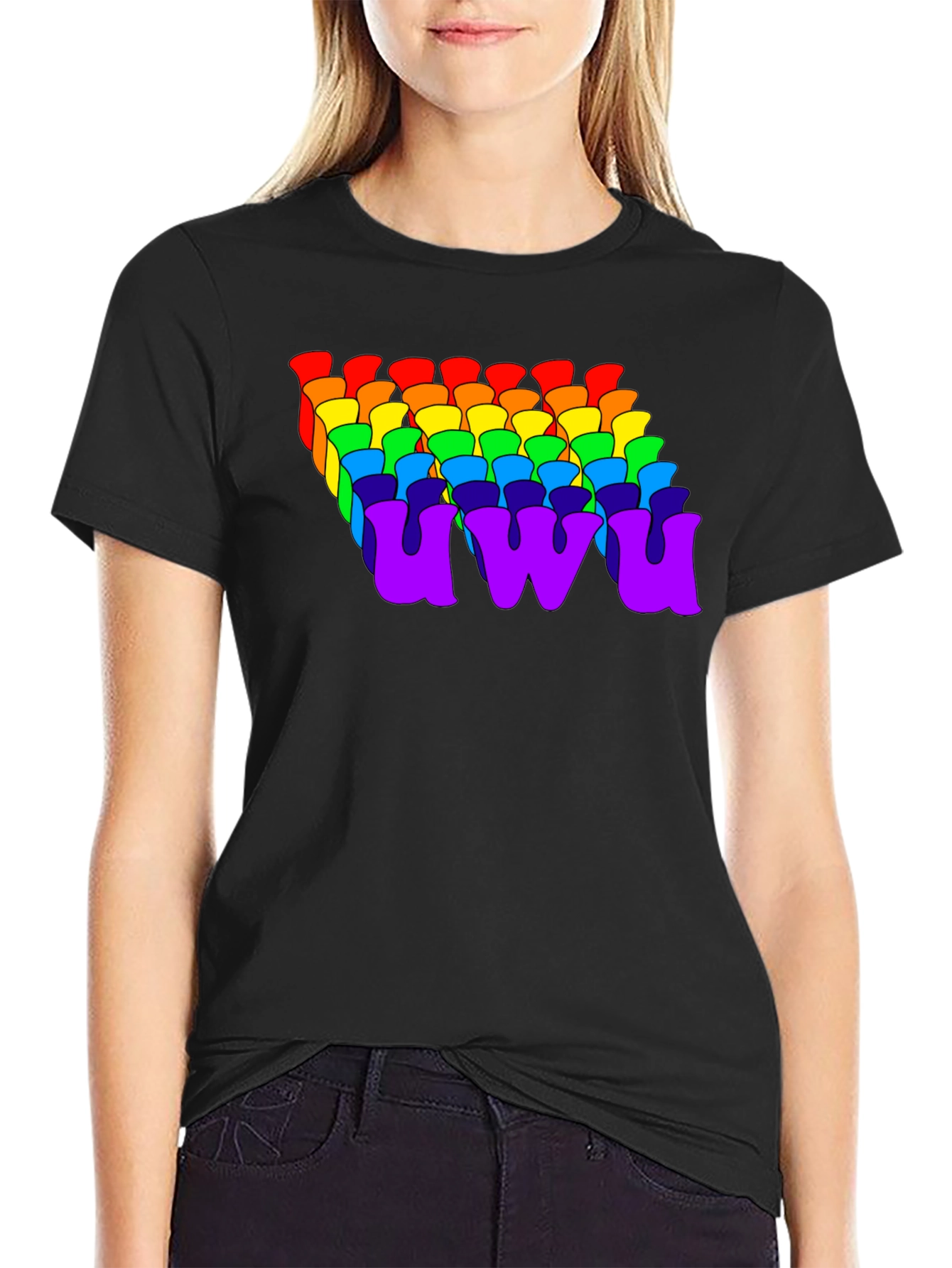 Black Rainbow UWU Graphic Tee - Soft Cotton Comfort view 2