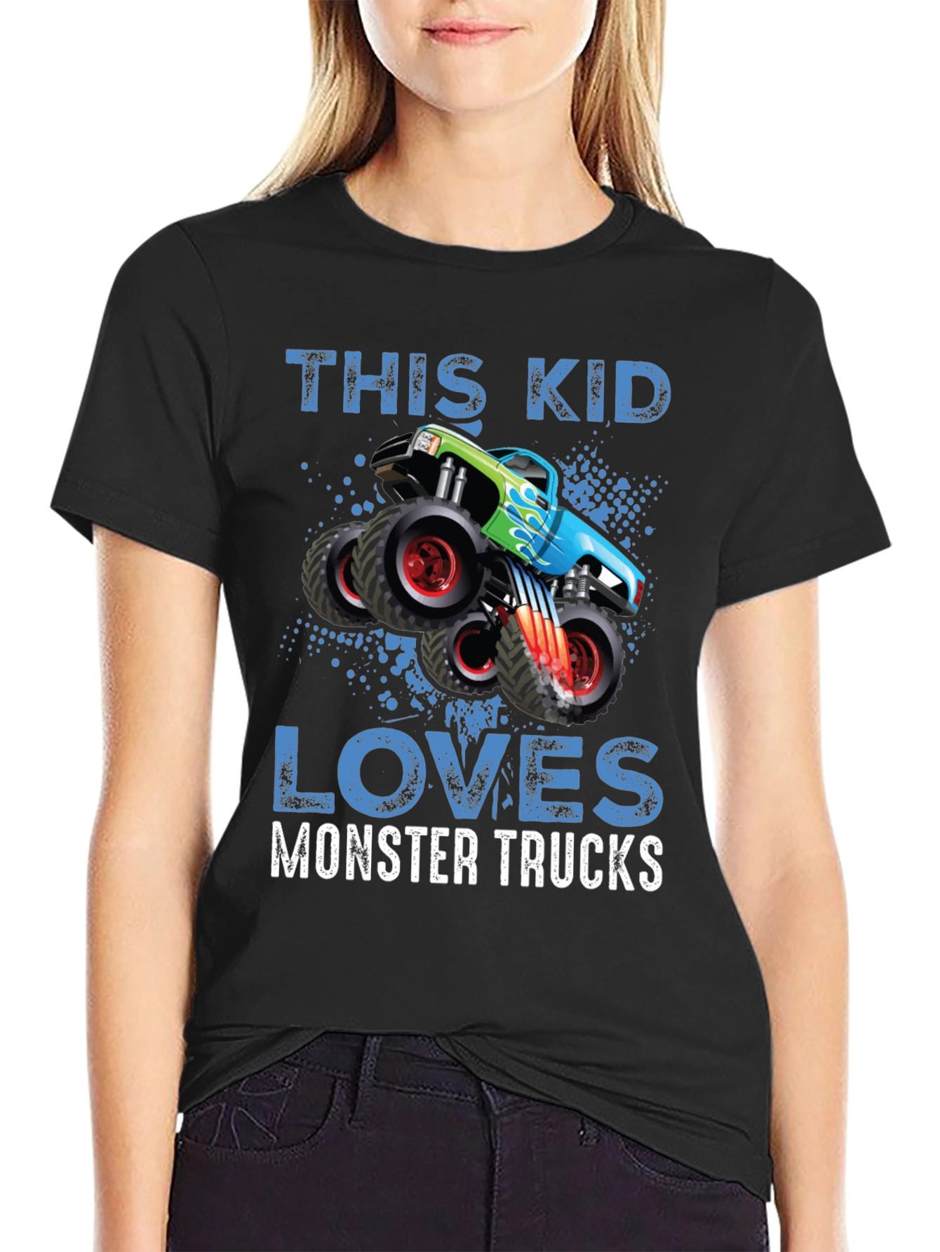 Black Monster Truck Lover T-Shirt - Kids view 2
