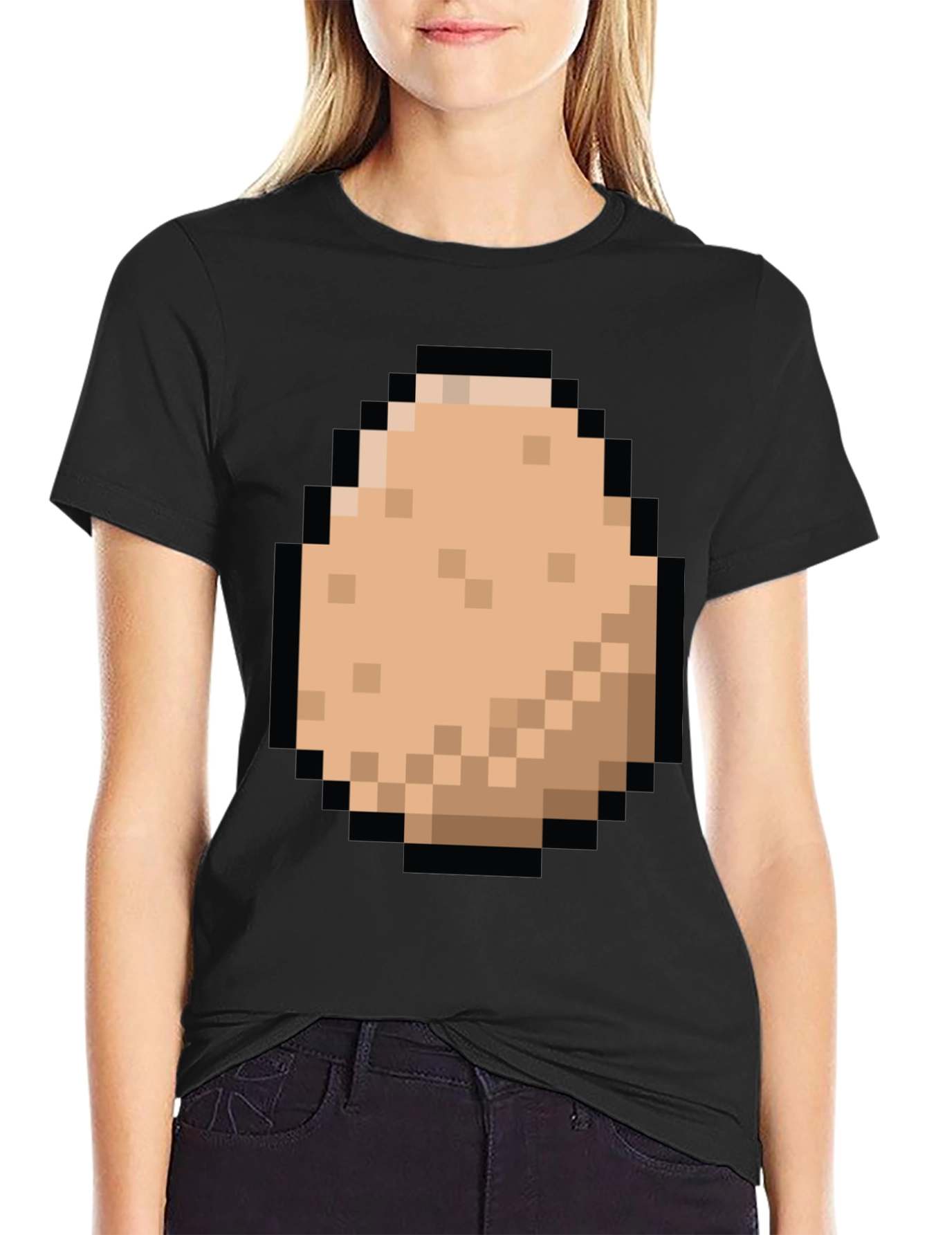 Black Pixel Potato T-Shirt - Gamer Style! view 2