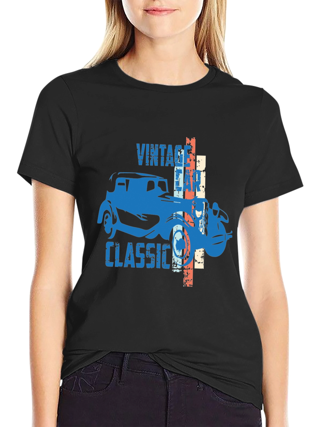 Black Vintage Classic Car Graphic Tee - Stylish Comfort view 2