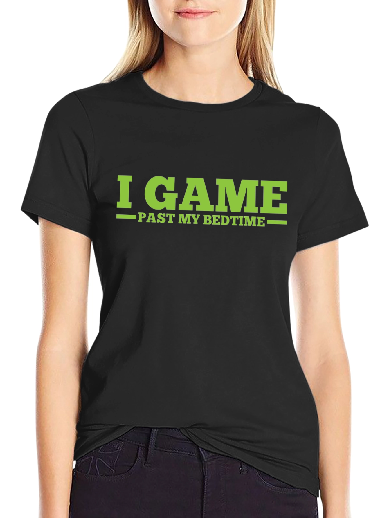 Black I Game Past My Bedtime - Gamer T-Shirt view 2