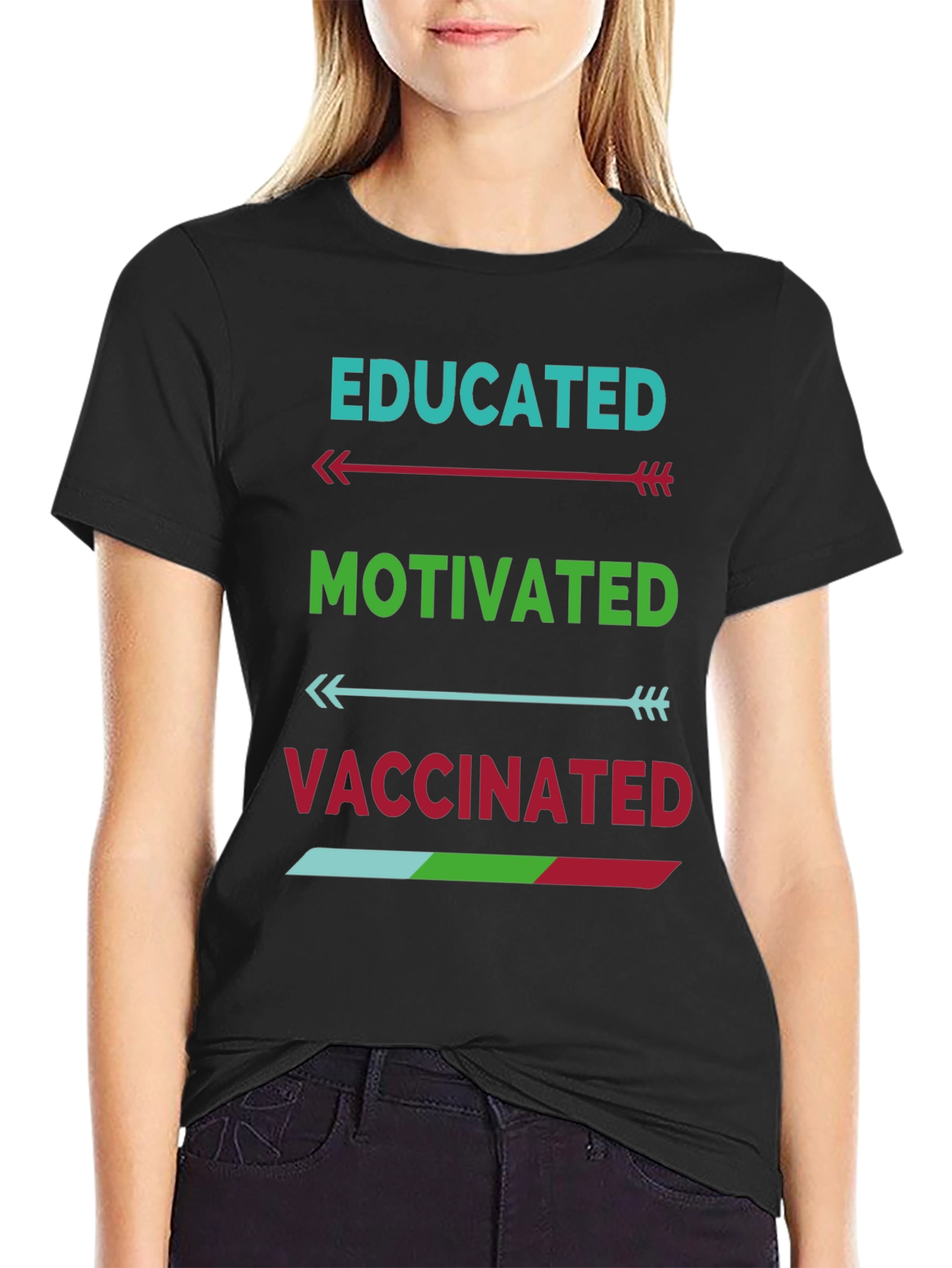 Black Educated Motivated Vaccinated T-Shirt view 2