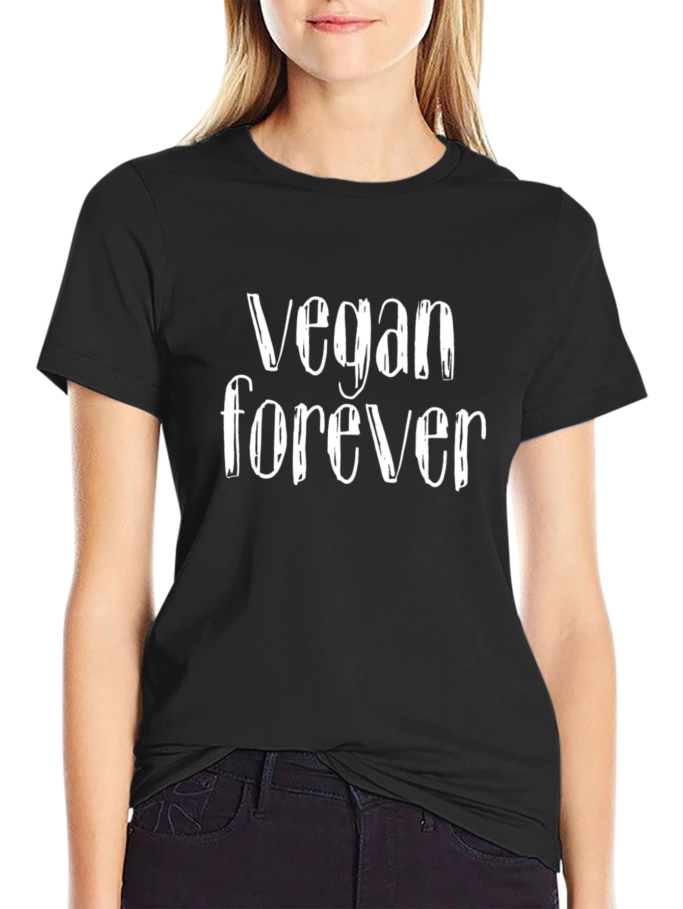 Black Vegan Forever Graphic Tee - Black view 2